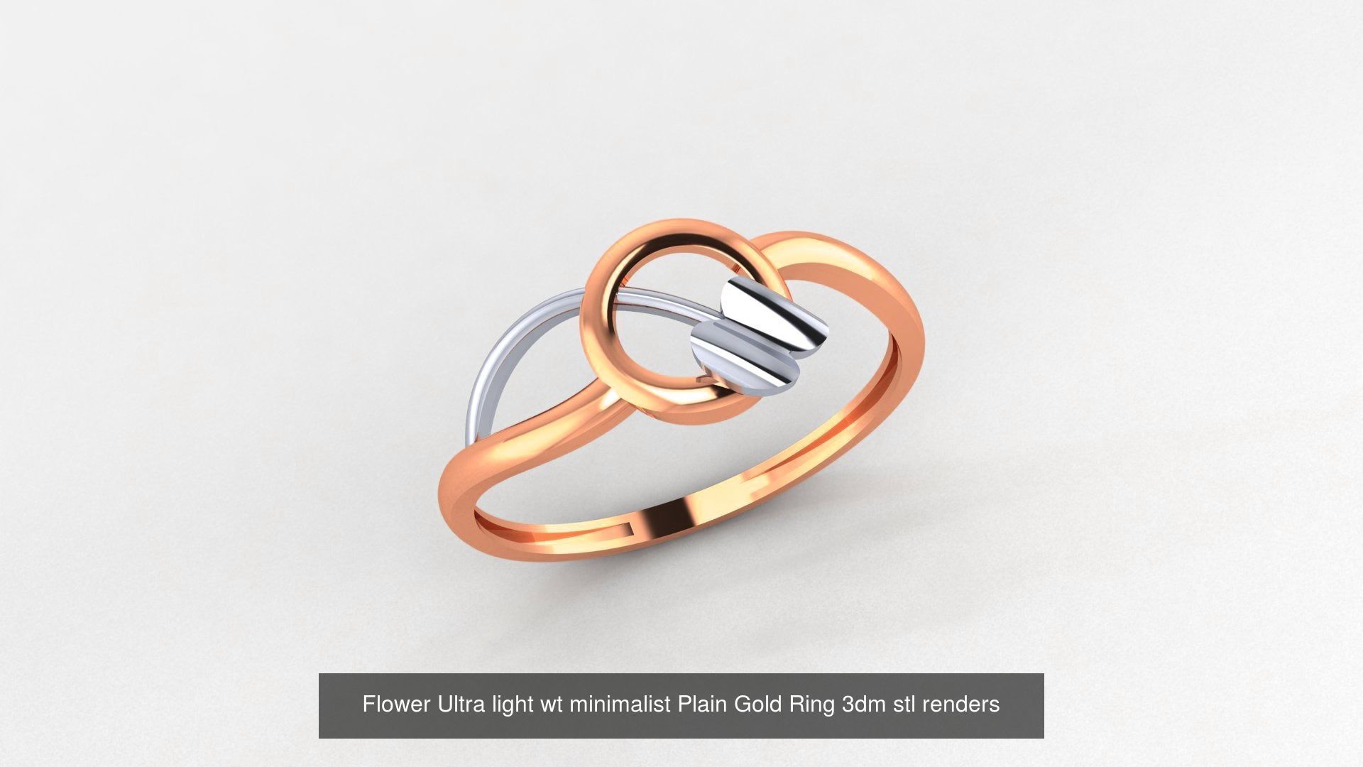 51 Flower Minimalist Ultra light Weight Plain Gold Ring  3D Model Collection_4
