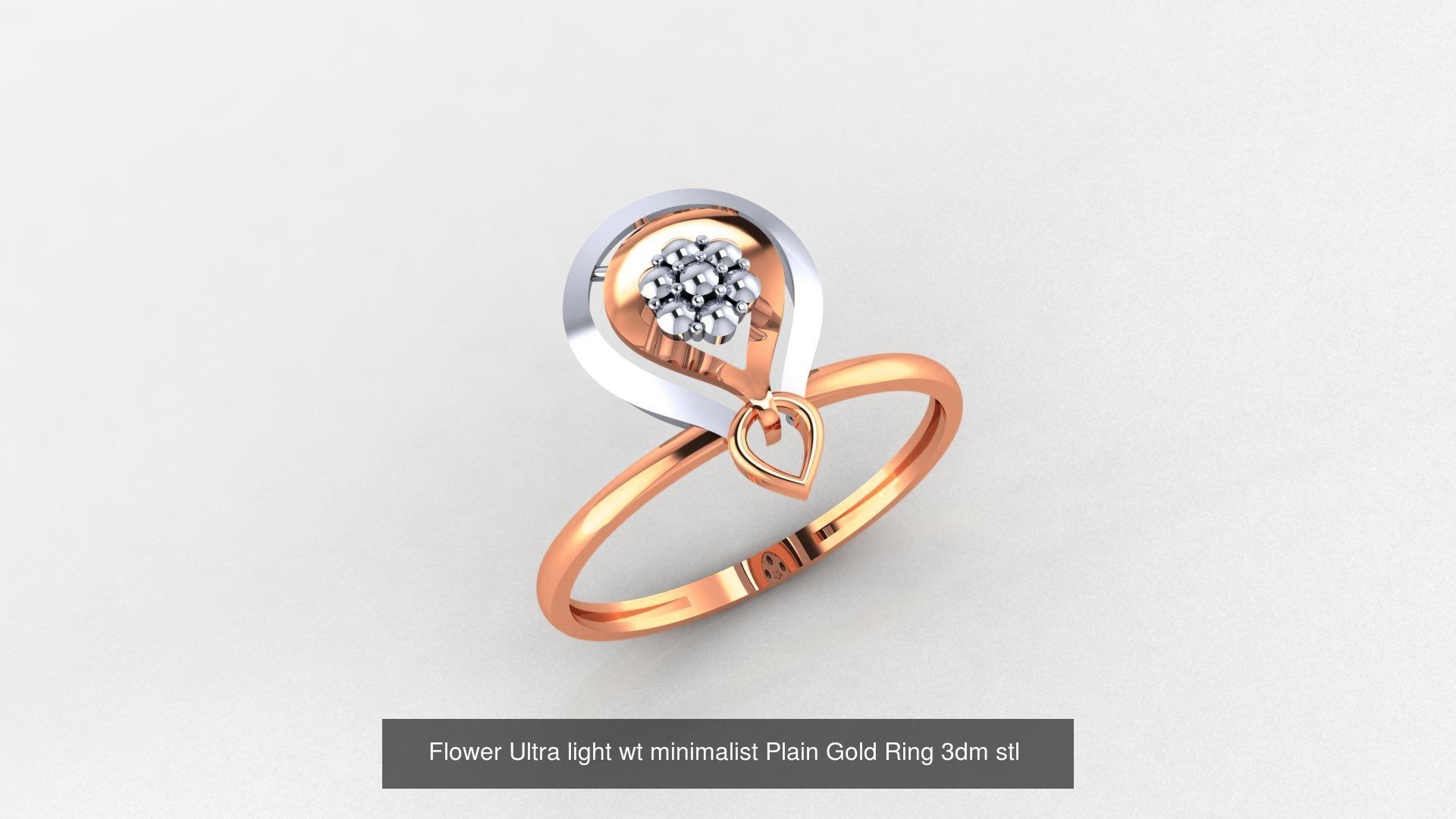 51 Flower Minimalist Ultra light Weight Plain Gold Ring  3D Model Collection_3