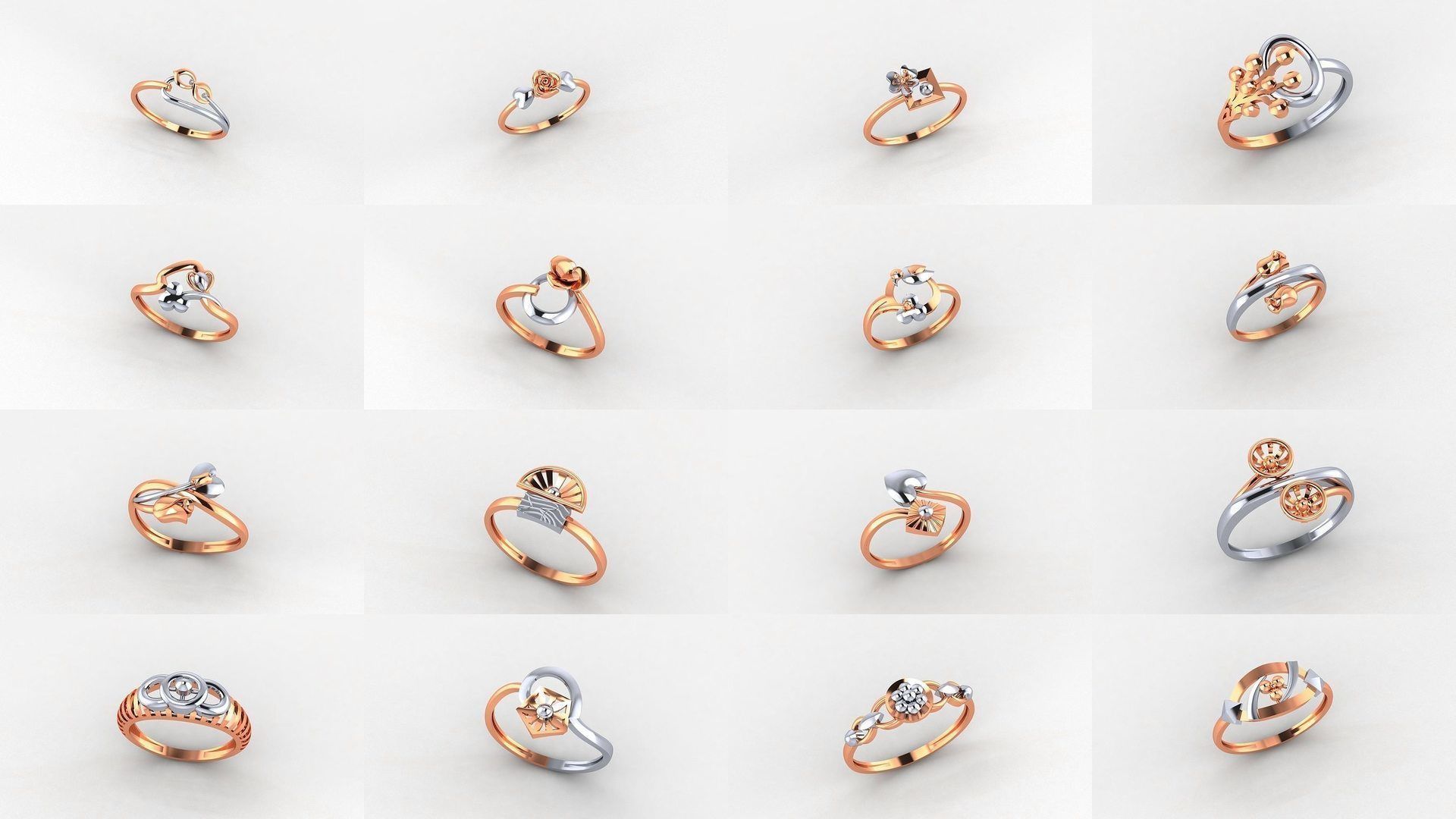 51 Flower Minimalist Ultra light Weight Plain Gold Ring  3D Model Collection_2