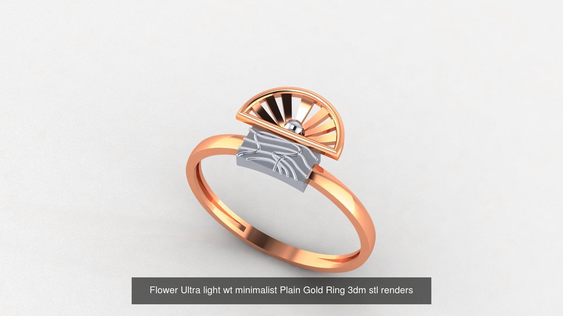 51 Flower Minimalist Ultra light Weight Plain Gold Ring  3D Model Collection_44