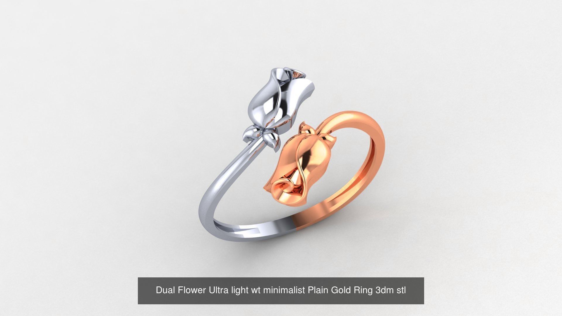 51 Flower Minimalist Ultra light Weight Plain Gold Ring  3D Model Collection_19