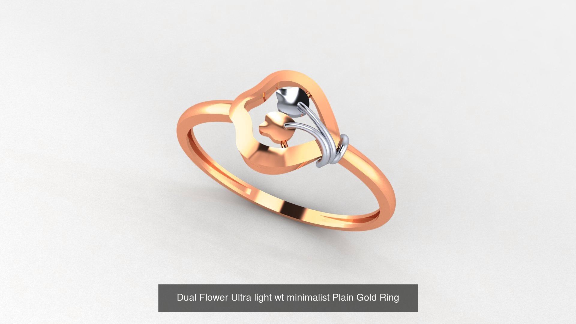 51 Flower Minimalist Ultra light Weight Plain Gold Ring  3D Model Collection_5