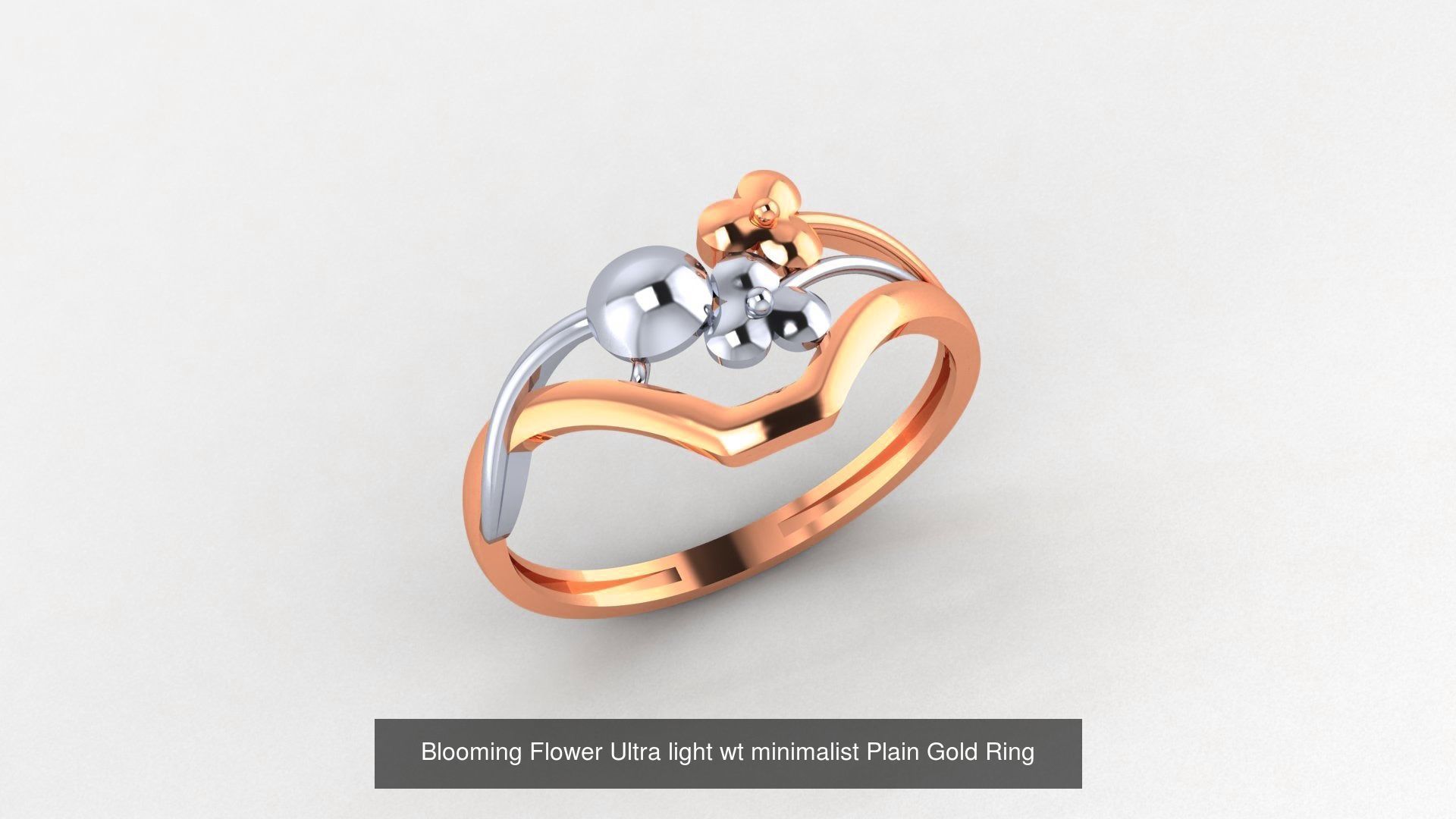 51 Flower Minimalist Ultra light Weight Plain Gold Ring  3D Model Collection_34
