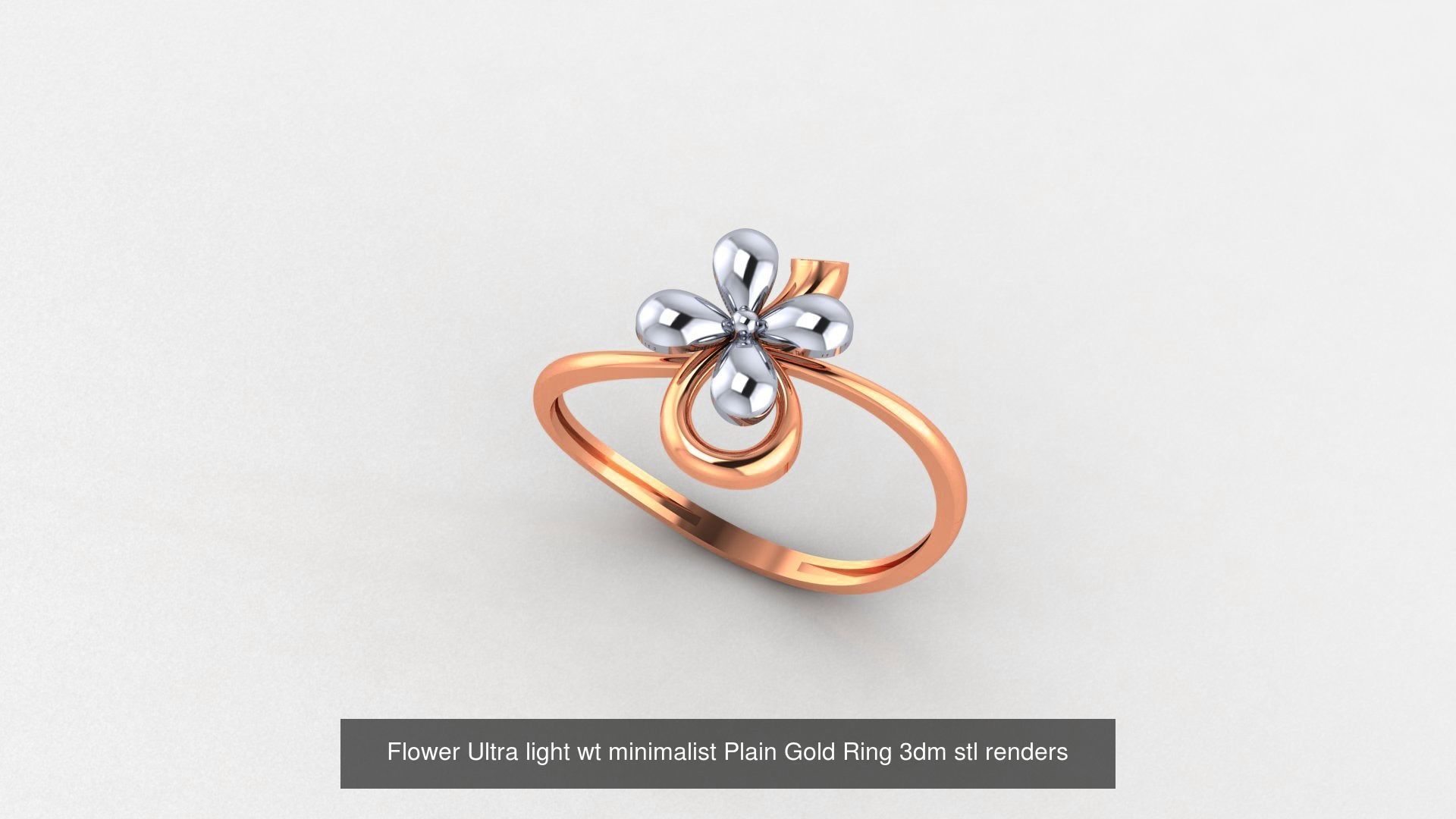 51 Flower Minimalist Ultra light Weight Plain Gold Ring  3D Model Collection_7