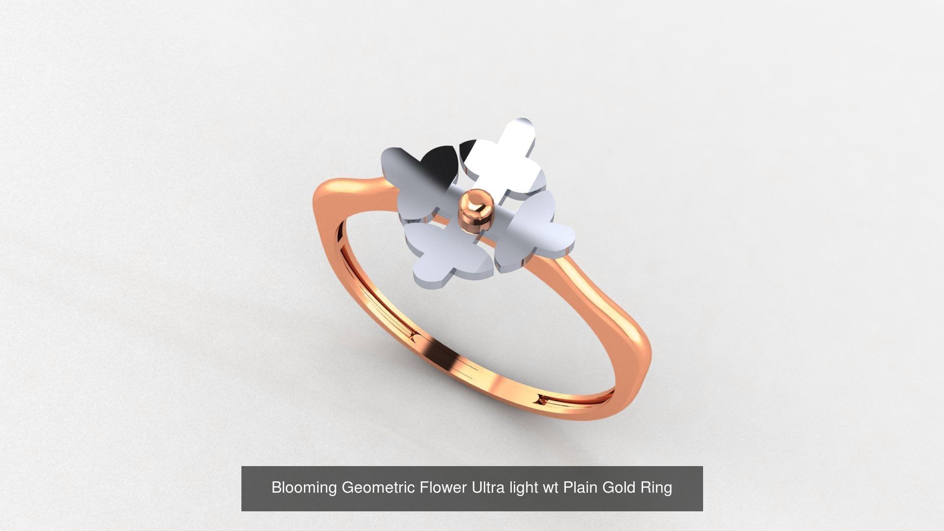 51 Flower Minimalist Ultra light Weight Plain Gold Ring  3D Model Collection_9