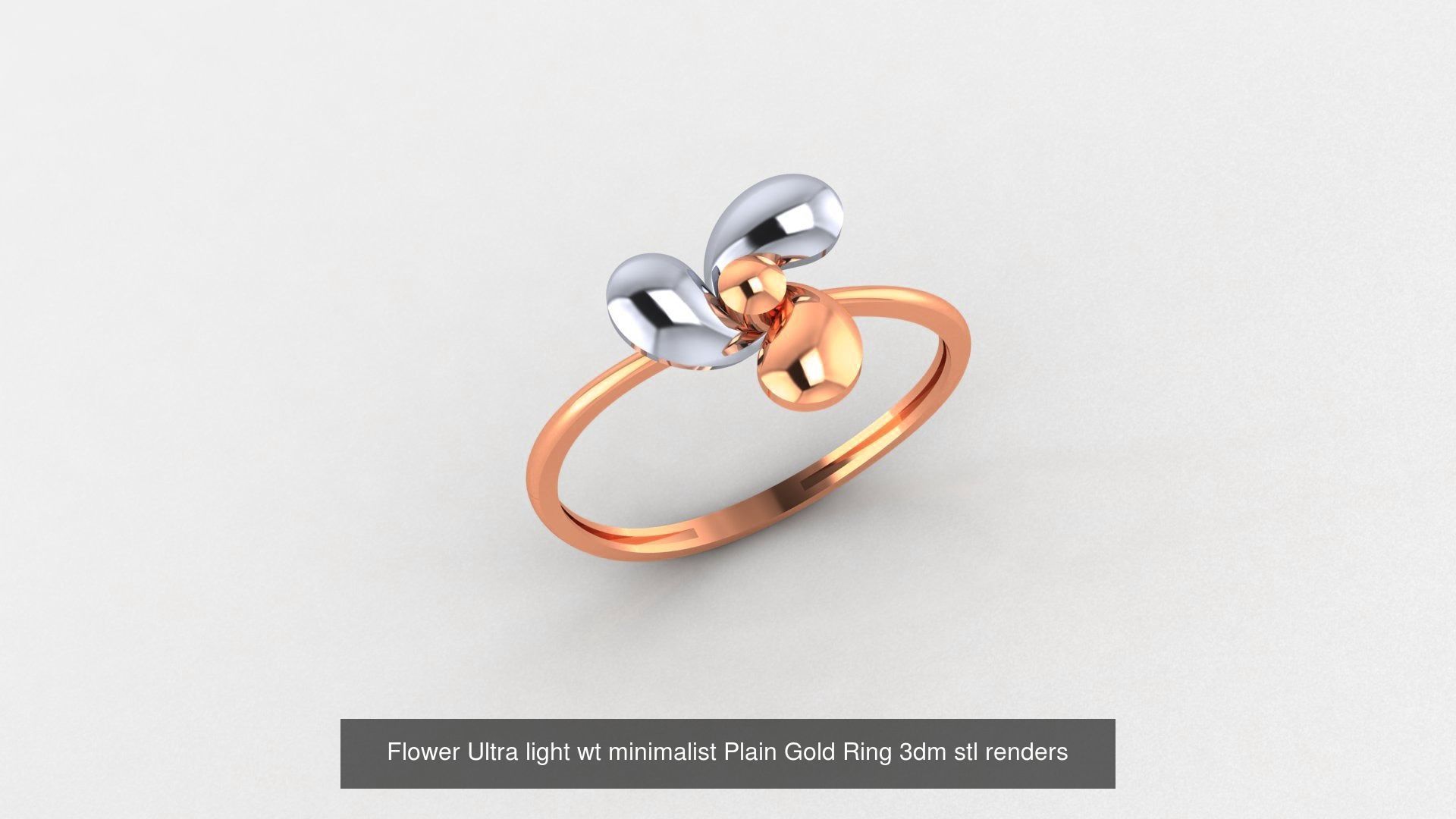 51 Flower Minimalist Ultra light Weight Plain Gold Ring  3D Model Collection_17