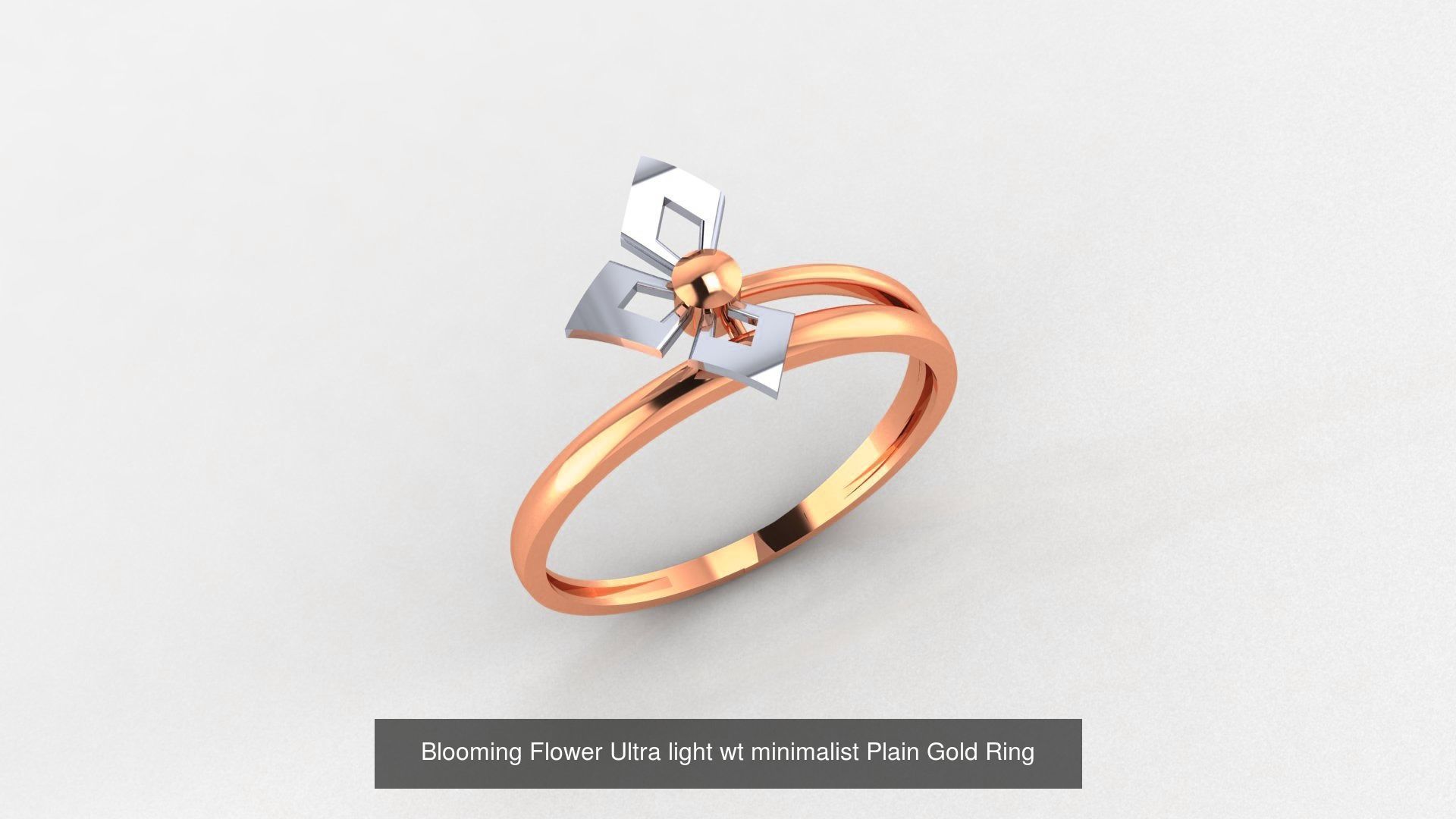 51 Flower Minimalist Ultra light Weight Plain Gold Ring  3D Model Collection_22