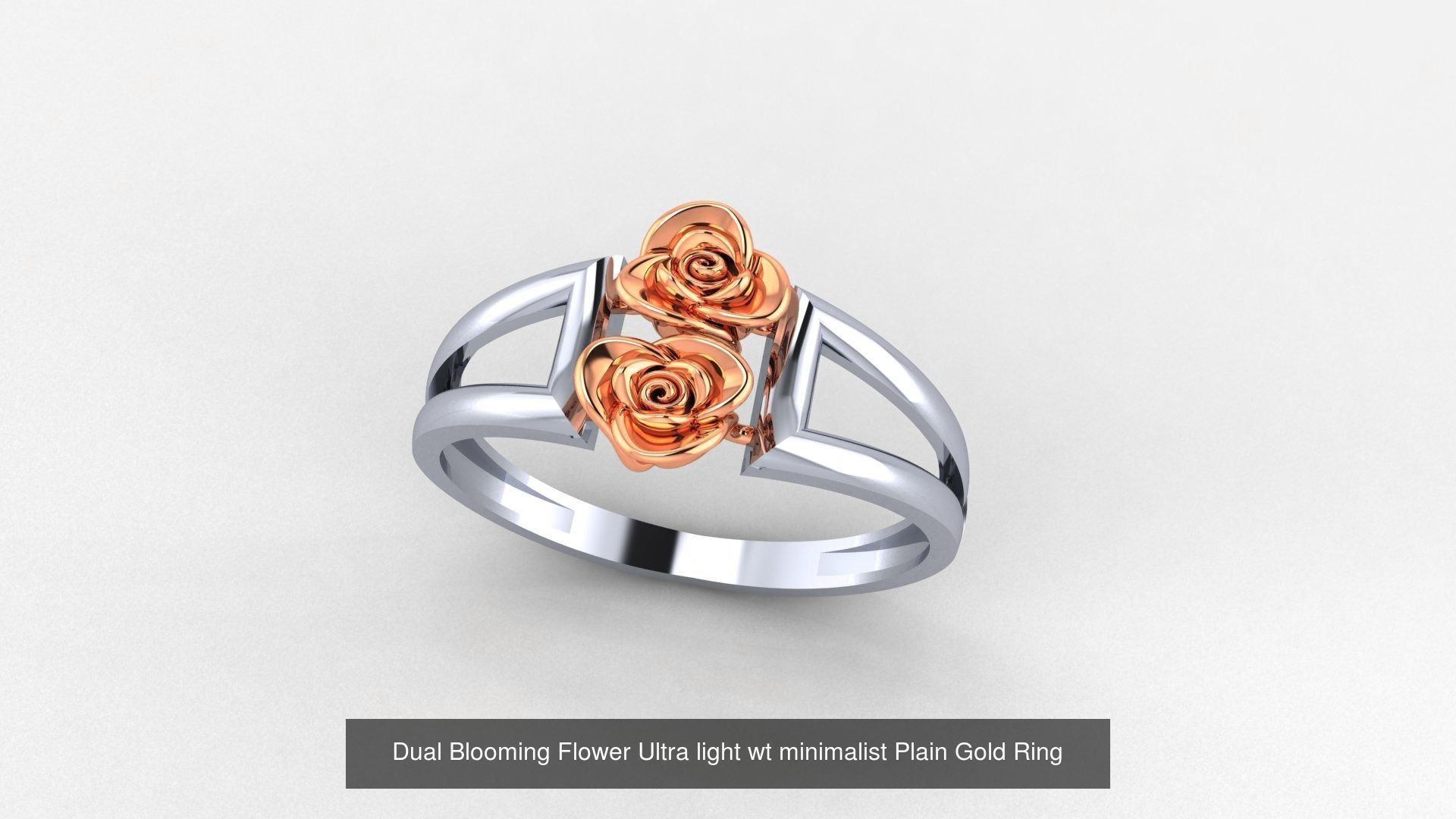 51 Flower Minimalist Ultra light Weight Plain Gold Ring  3D Model Collection_52