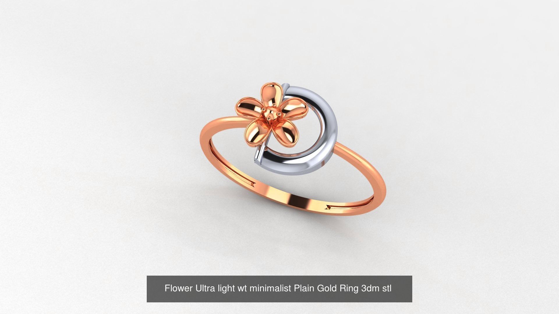 51 Flower Minimalist Ultra light Weight Plain Gold Ring  3D Model Collection_18