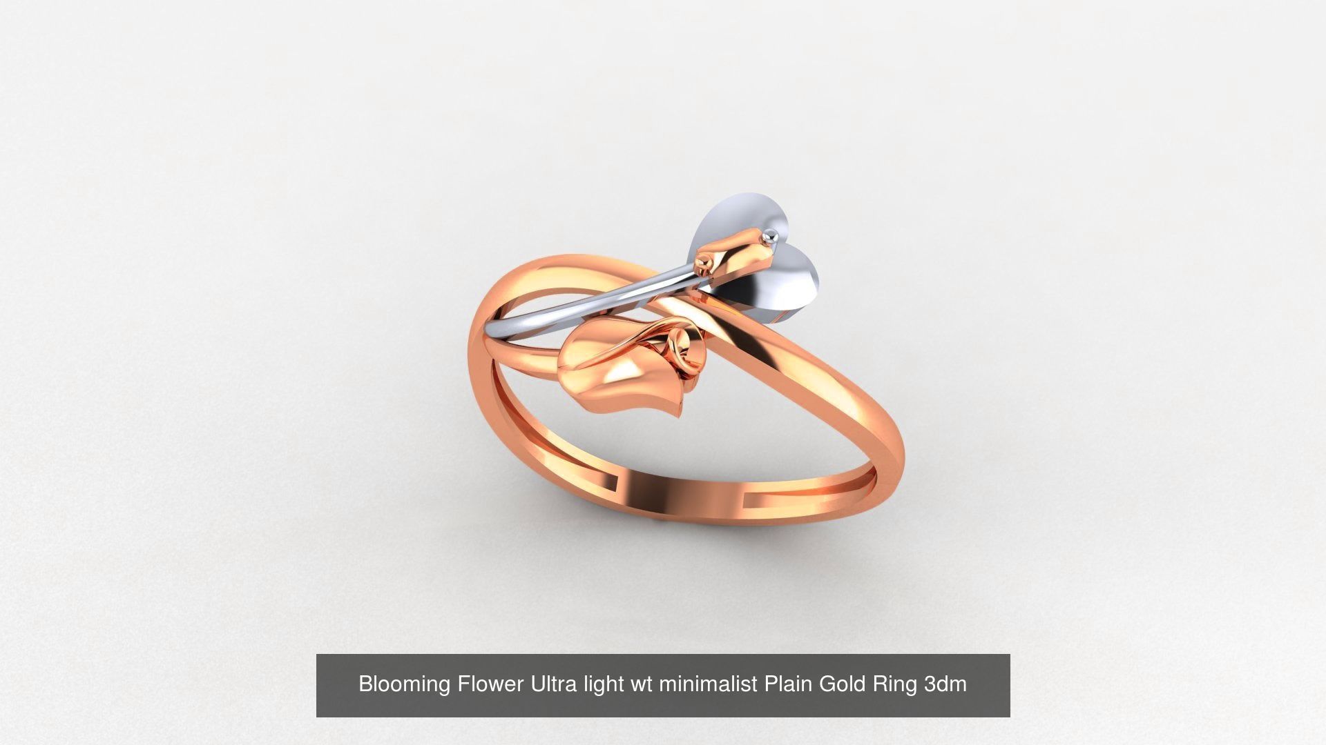 51 Flower Minimalist Ultra light Weight Plain Gold Ring  3D Model Collection_43