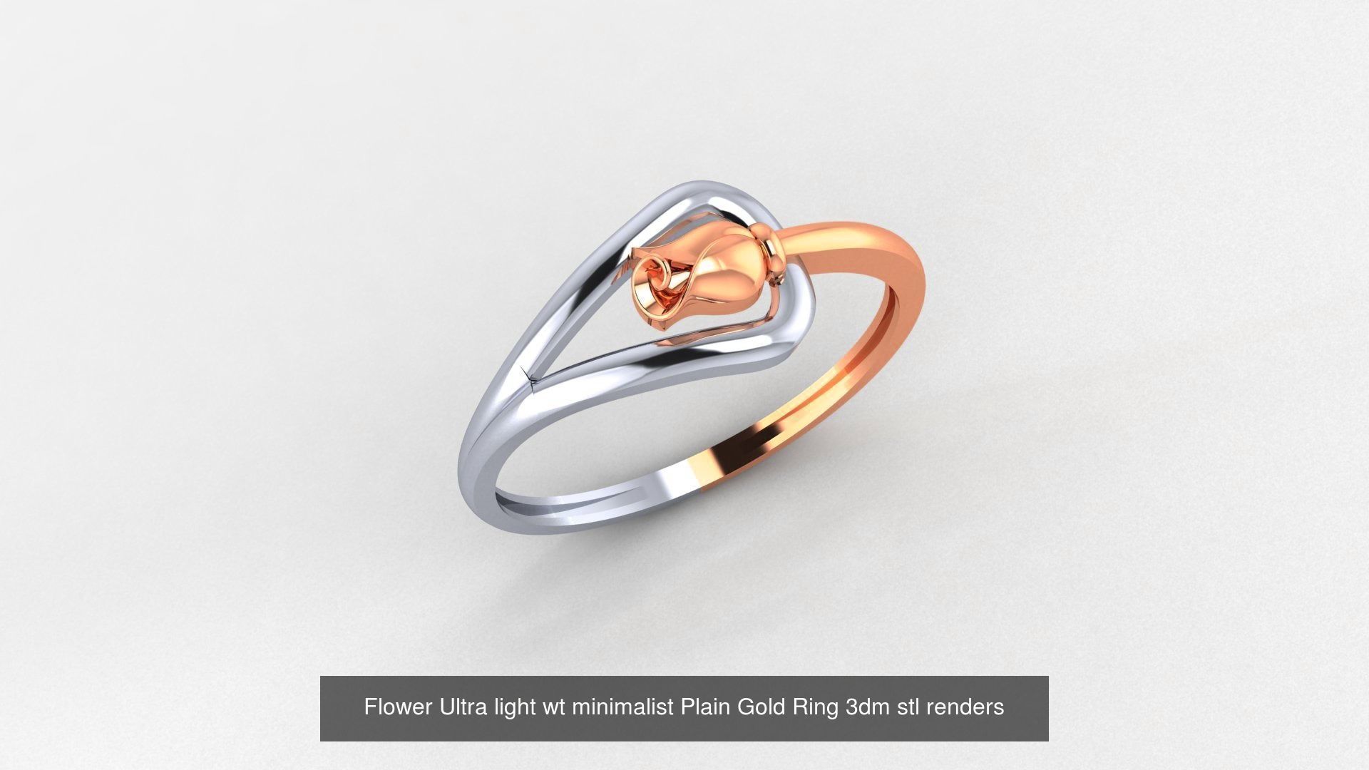 51 Flower Minimalist Ultra light Weight Plain Gold Ring  3D Model Collection_14