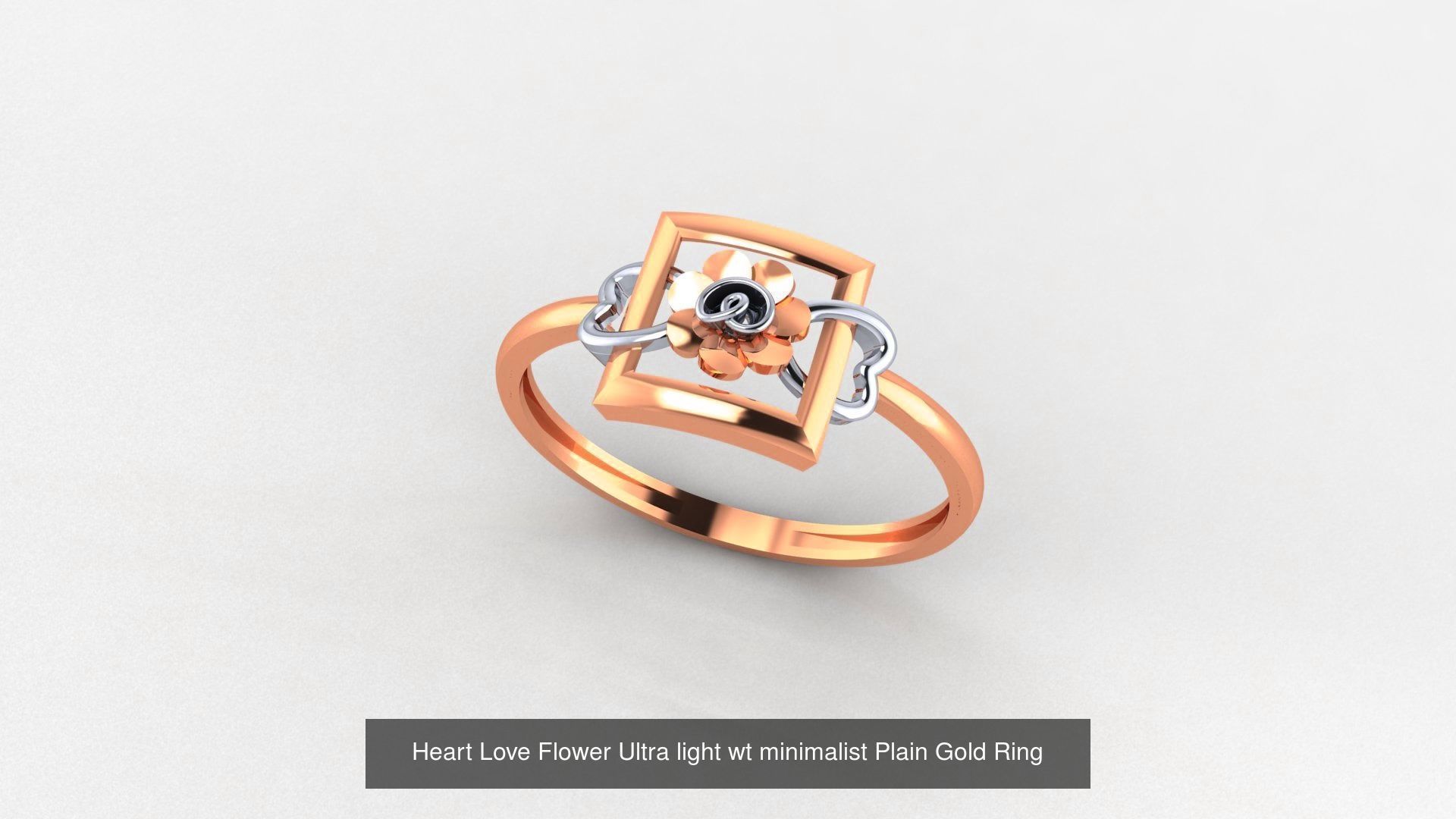 51 Flower Minimalist Ultra light Weight Plain Gold Ring  3D Model Collection_8