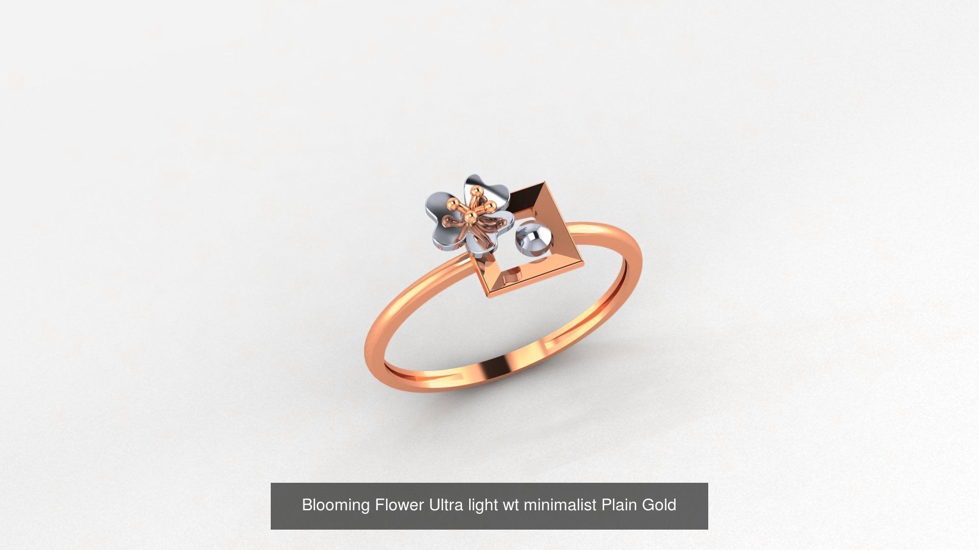 51 Flower Minimalist Ultra light Weight Plain Gold Ring  3D Model Collection_37