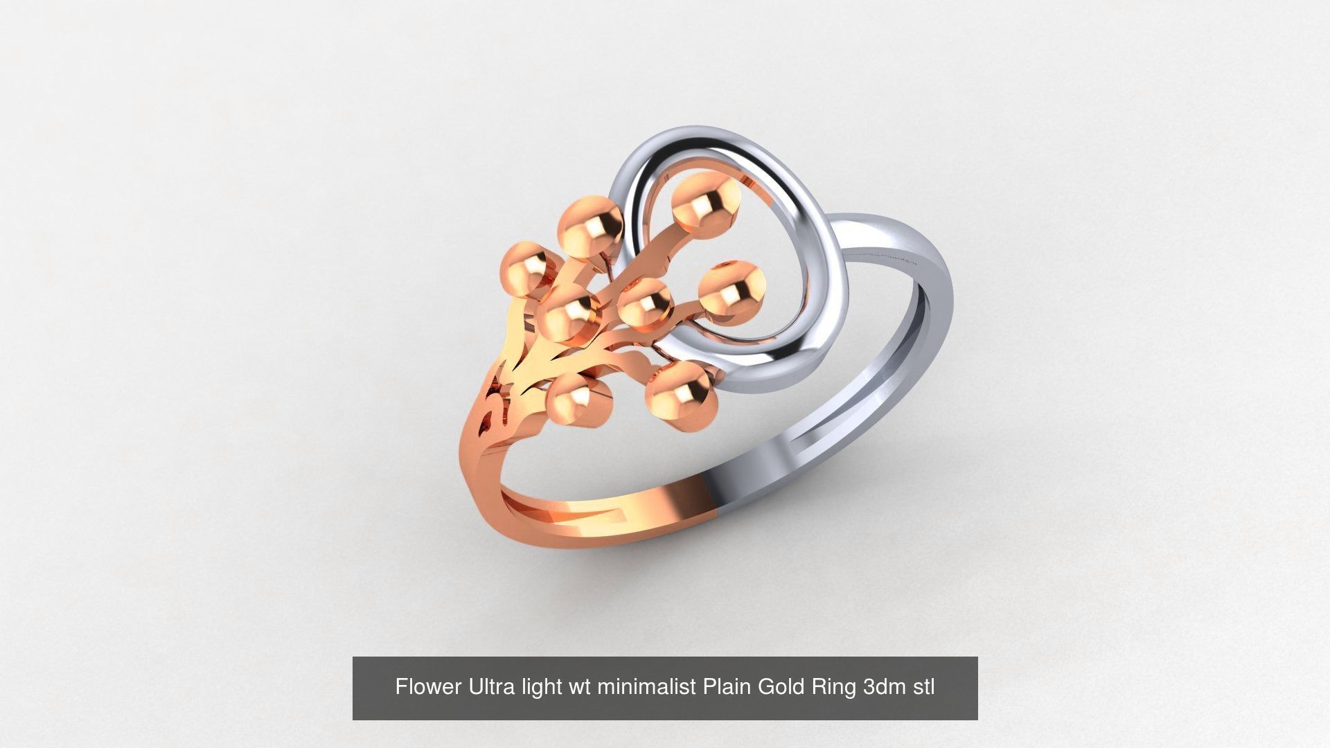 51 Flower Minimalist Ultra light Weight Plain Gold Ring  3D Model Collection_38