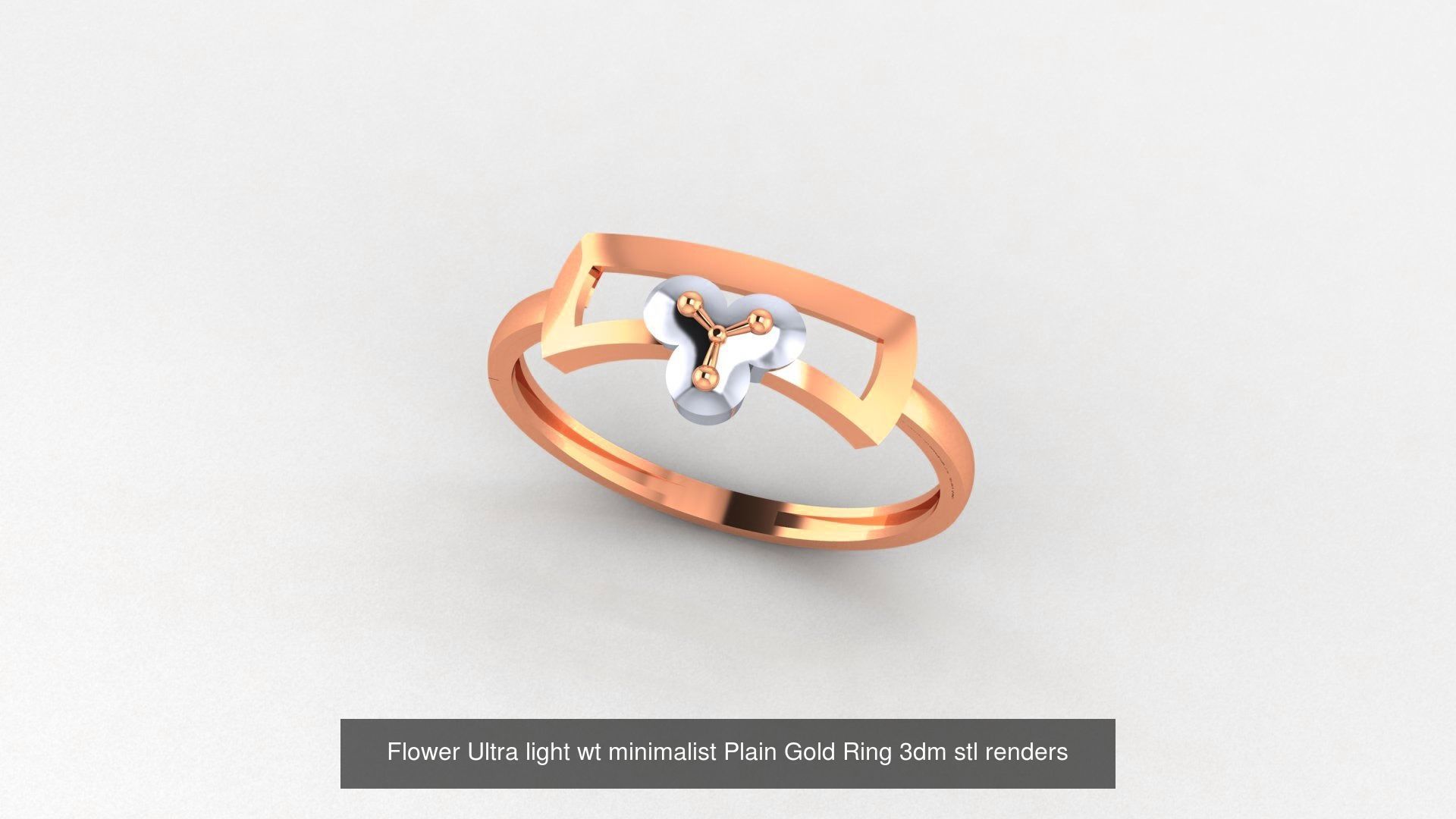 51 Flower Minimalist Ultra light Weight Plain Gold Ring  3D Model Collection_51