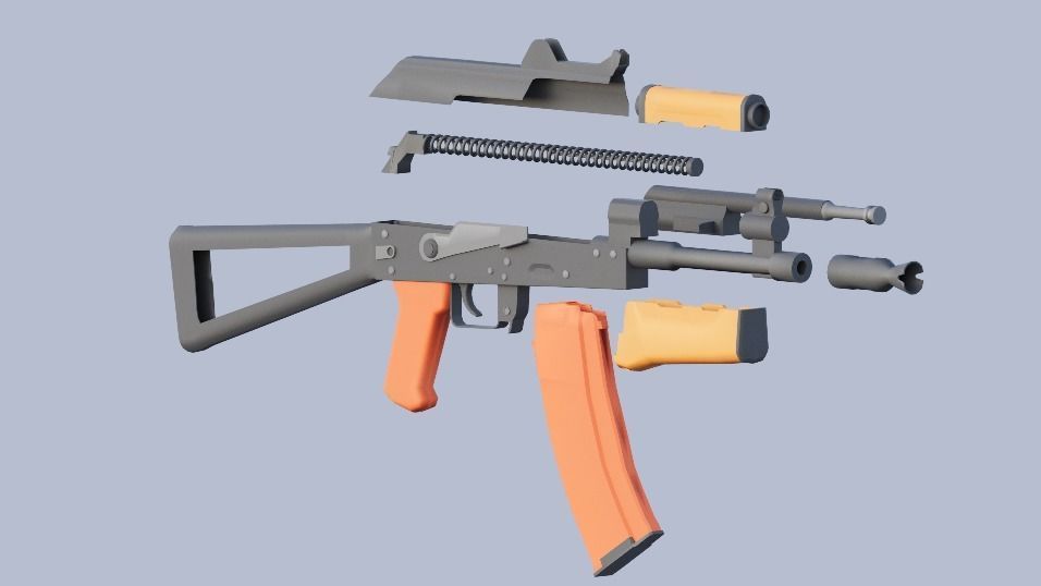 AKS-74U rifle 3D model_1
