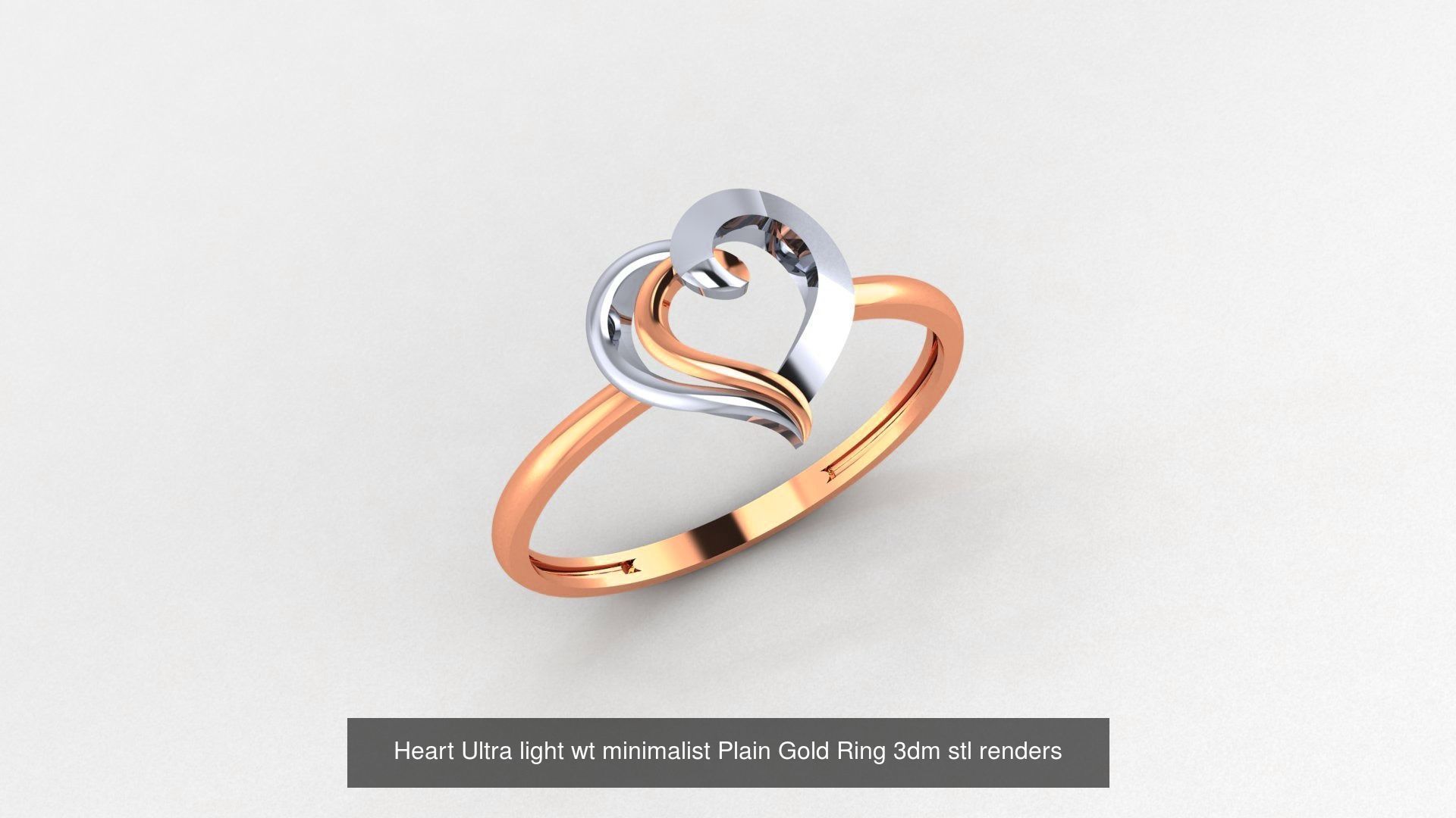 31 Heart Love Valentine Nature Ultra light wt Plain Gold Ring 3D Model Collection_2