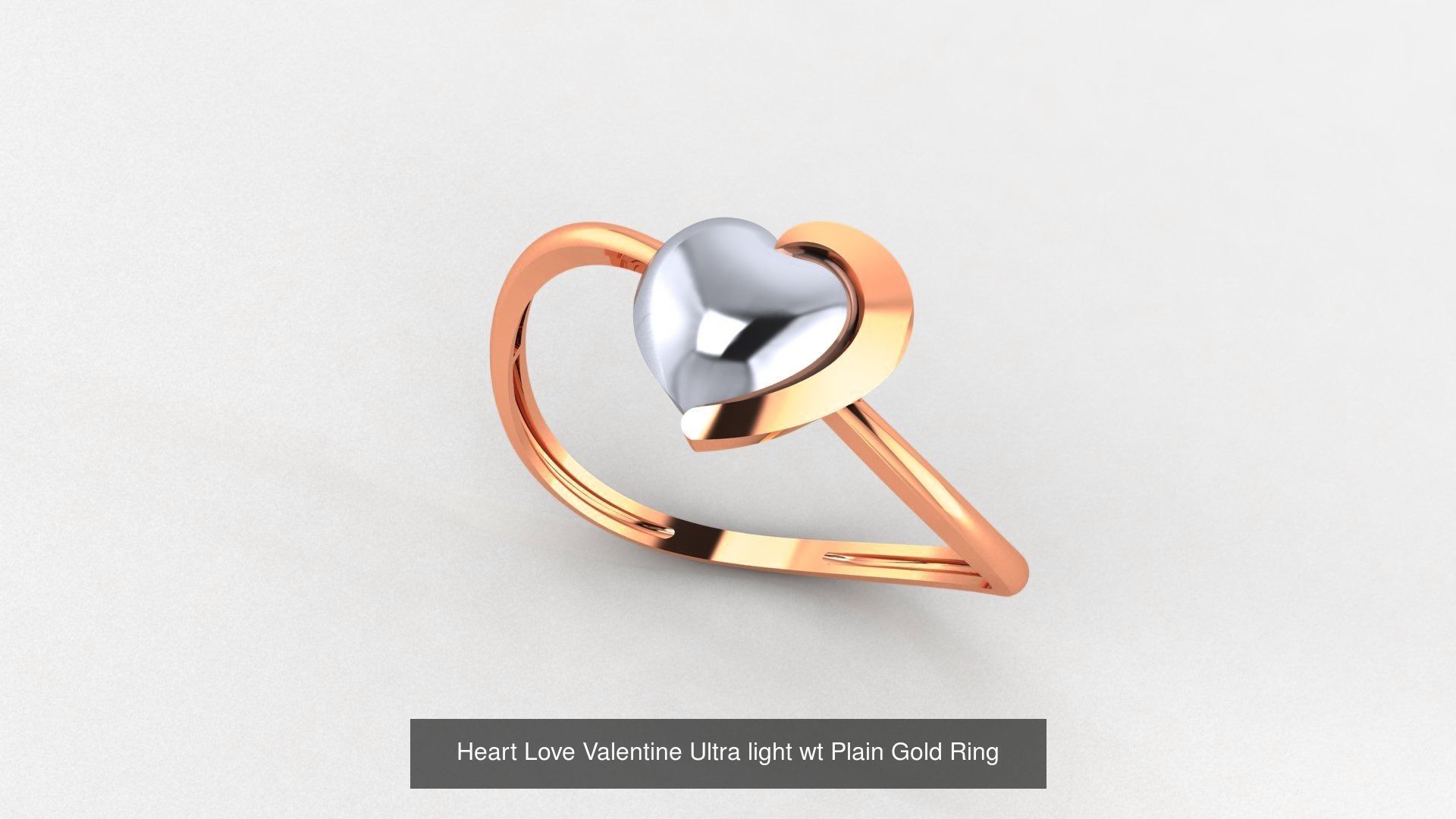 31 Heart Love Valentine Nature Ultra light wt Plain Gold Ring 3D Model Collection_8