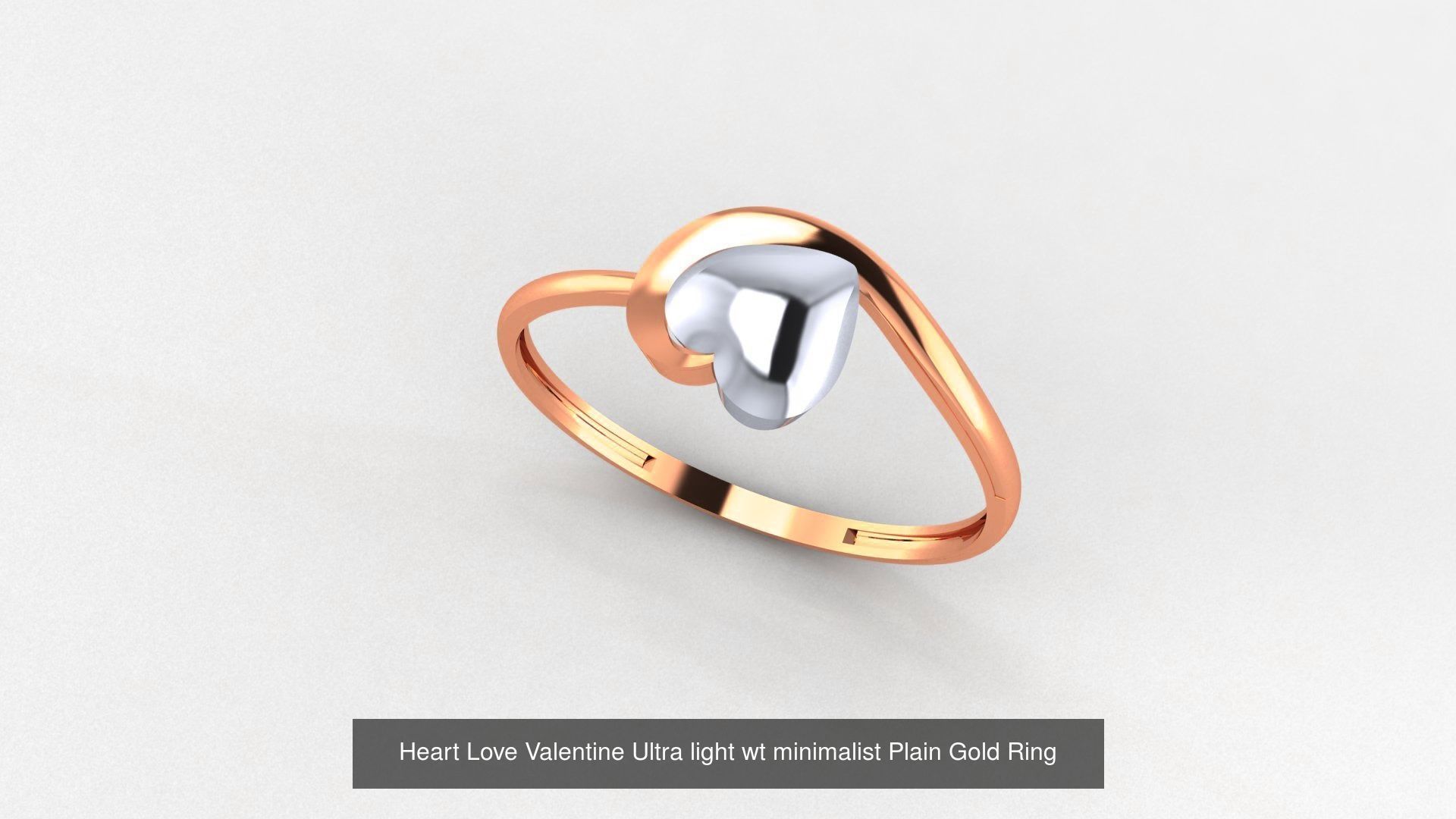 31 Heart Love Valentine Nature Ultra light wt Plain Gold Ring 3D Model Collection_3