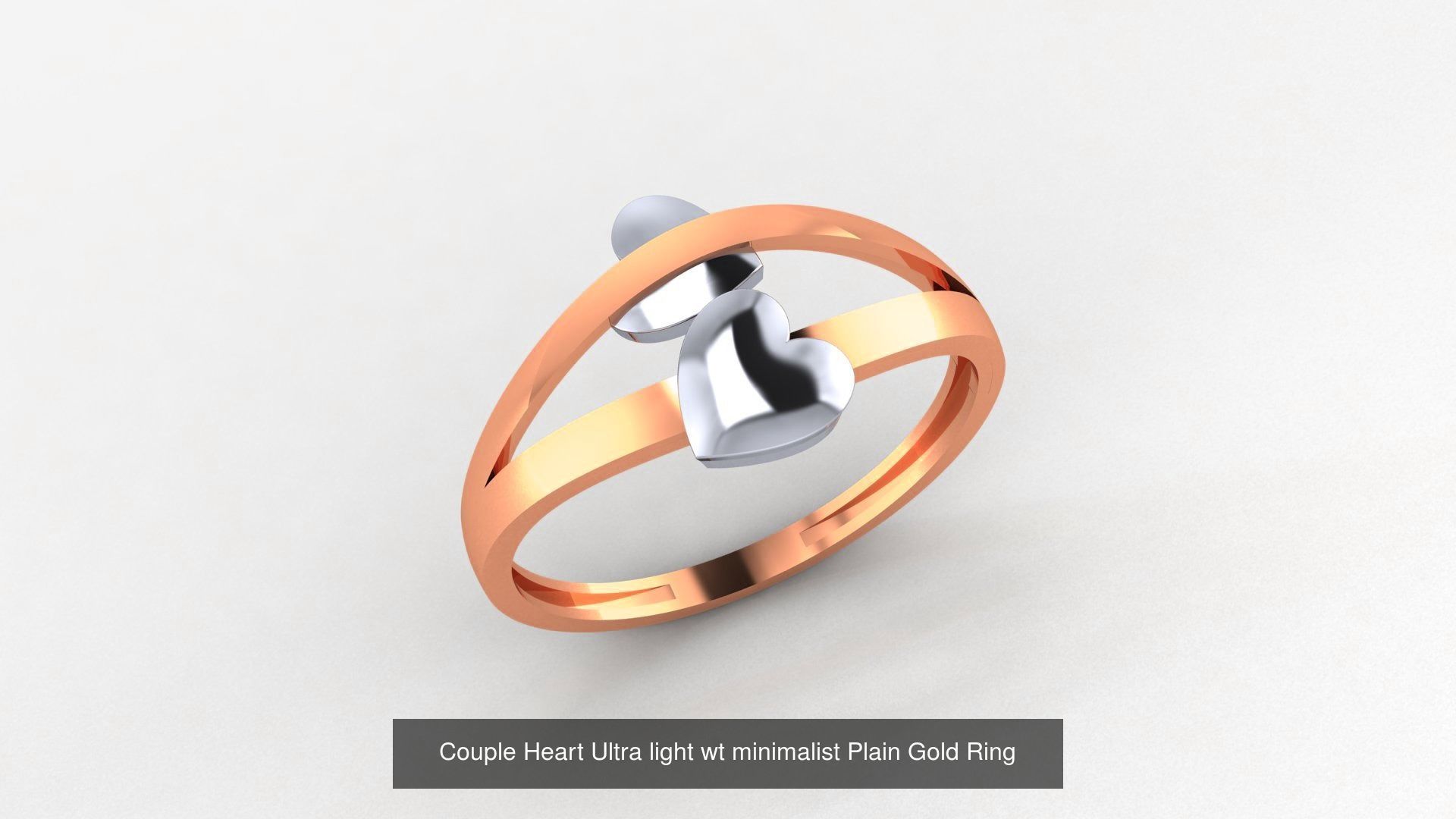 31 Heart Love Valentine Nature Ultra light wt Plain Gold Ring 3D Model Collection_31
