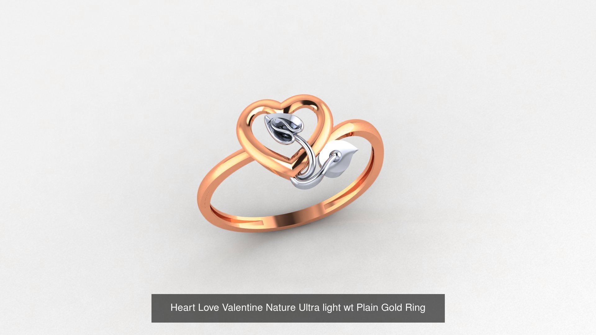 31 Heart Love Valentine Nature Ultra light wt Plain Gold Ring 3D Model Collection_26