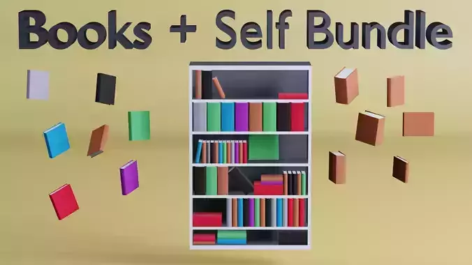 Cartoon Books and Book Self Bundle Low-poly 3D model