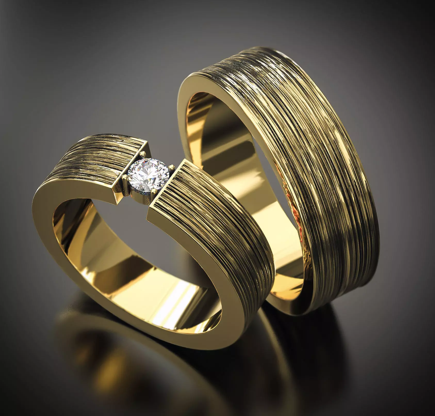 WEDDING RINGS WITH TEXTURE 1 3D print model_0