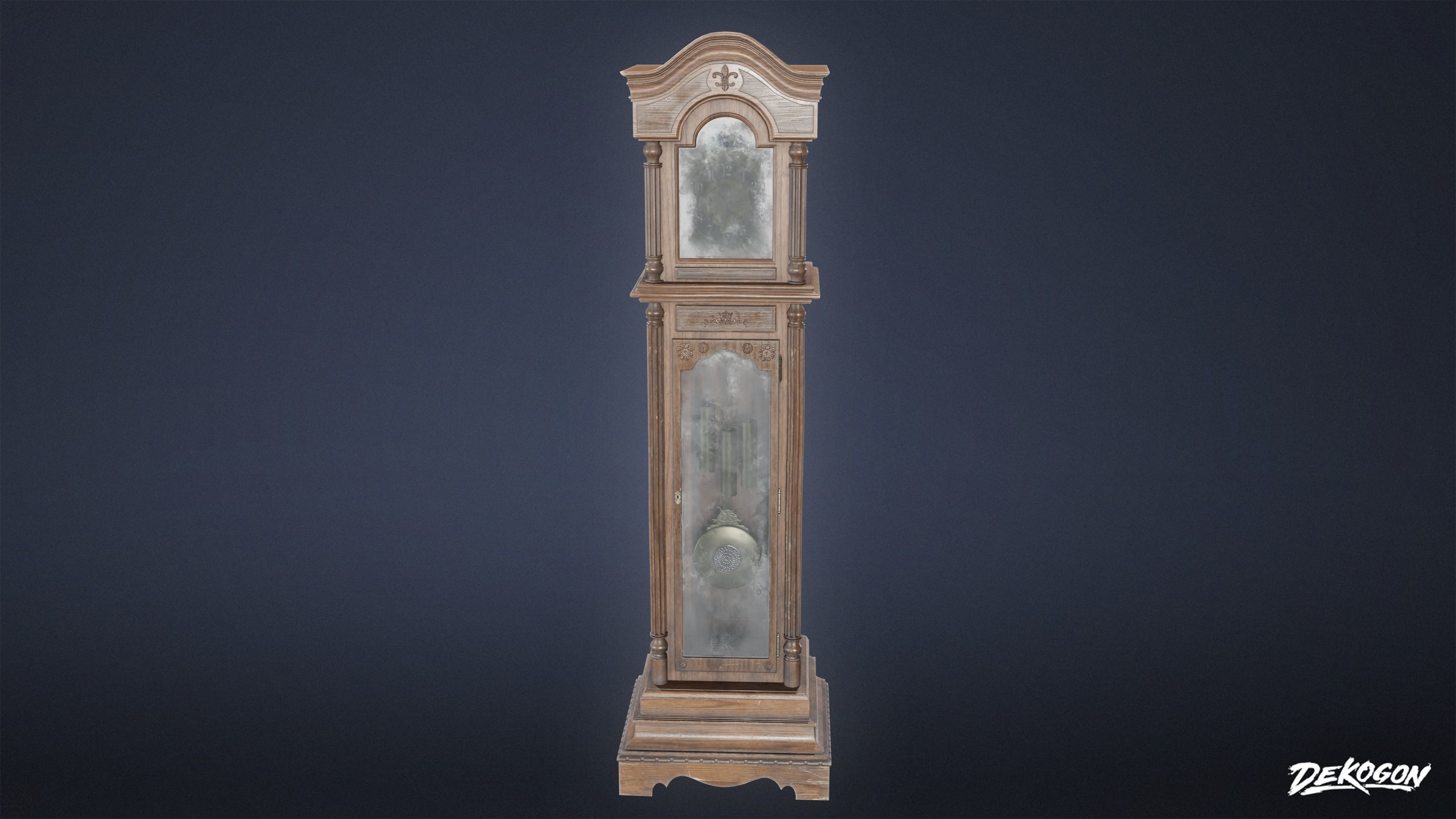 SUBURBS - Clock Grandfather 02 - LOW POLY AND NANITE Low-poly 3D model_2