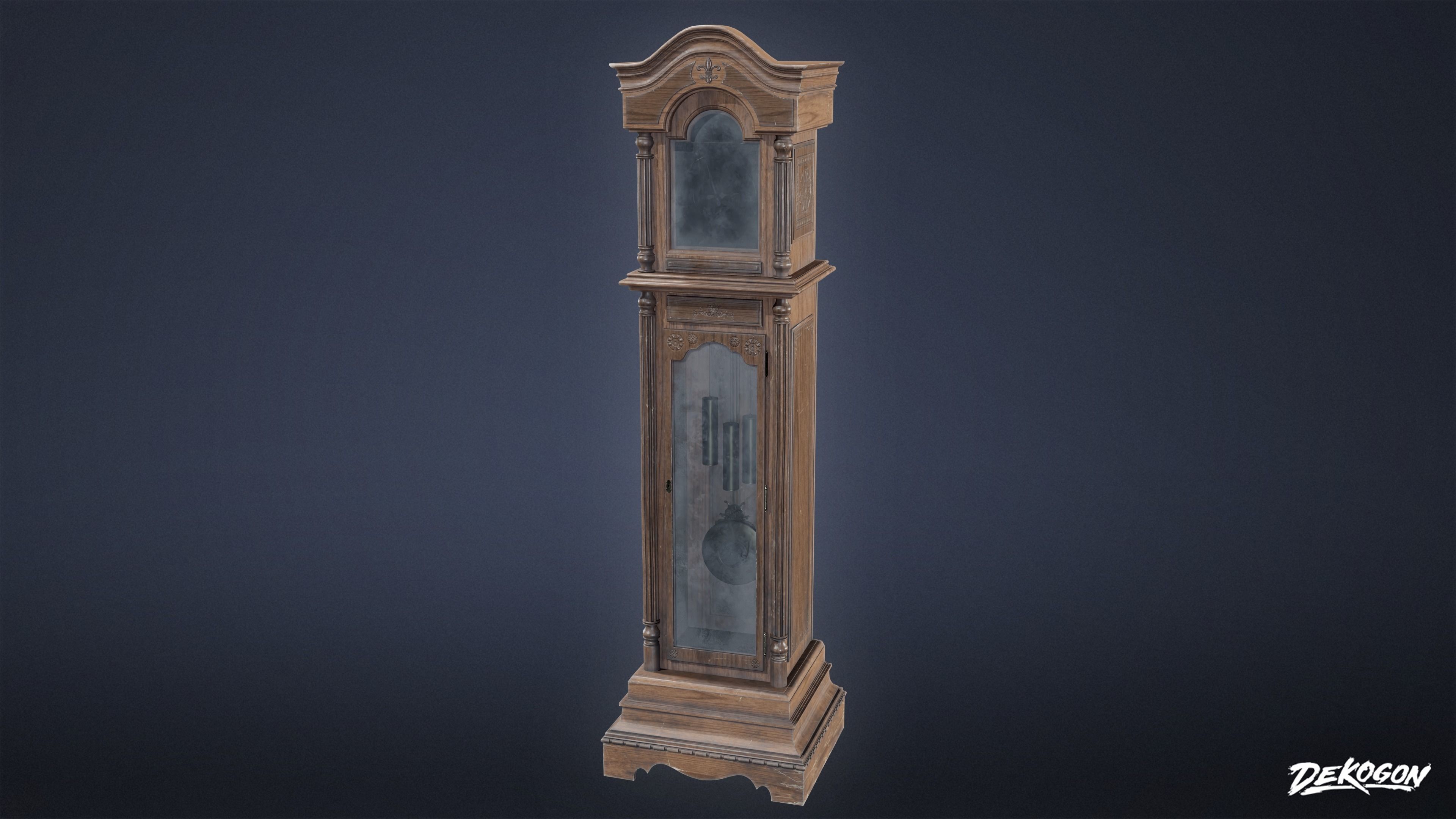 SUBURBS - Clock Grandfather 02 - LOW POLY AND NANITE Low-poly 3D model_1