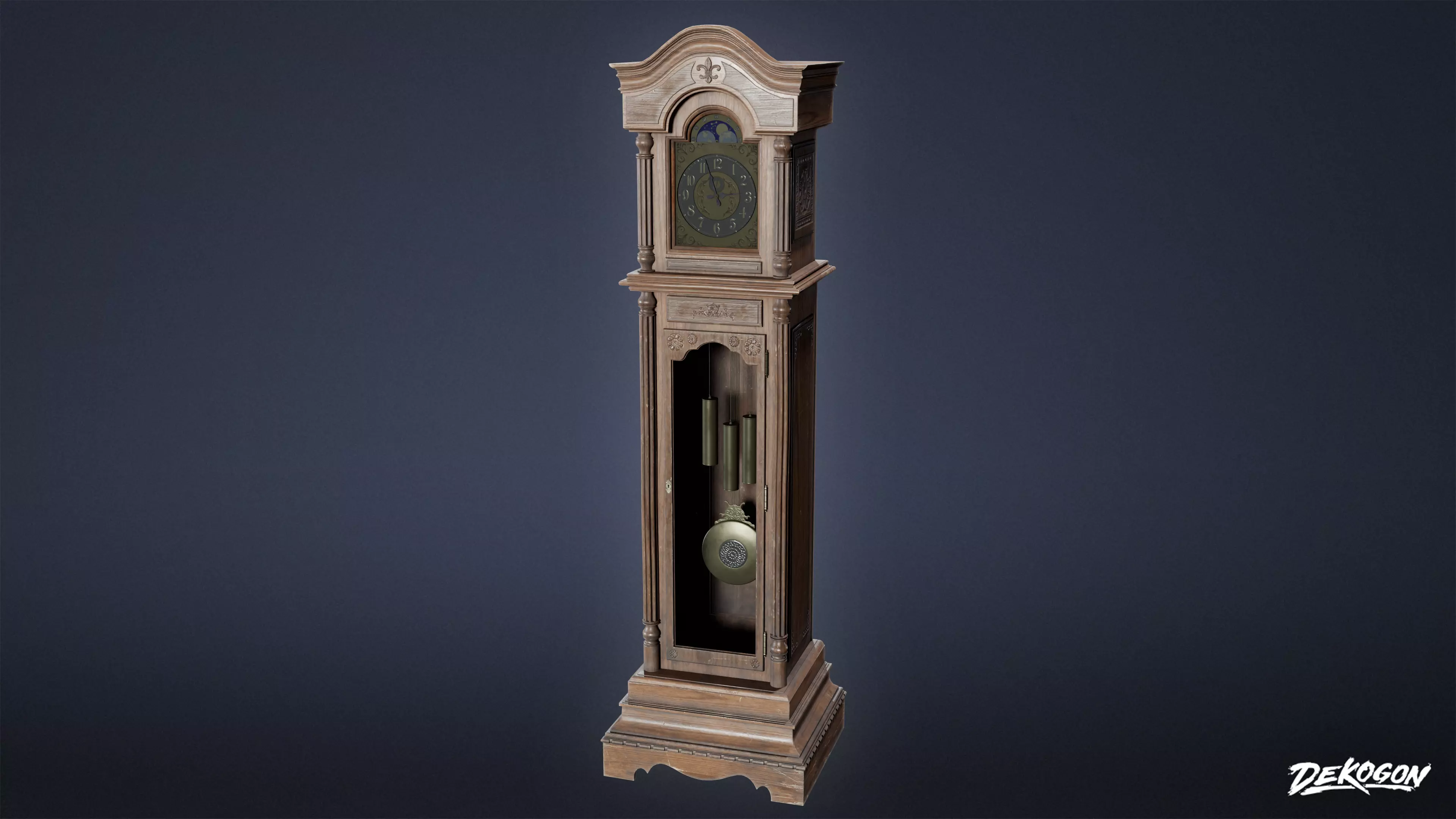 SUBURBS - Clock Grandfather 02 - LOW POLY AND NANITE Low-poly 3D model_0