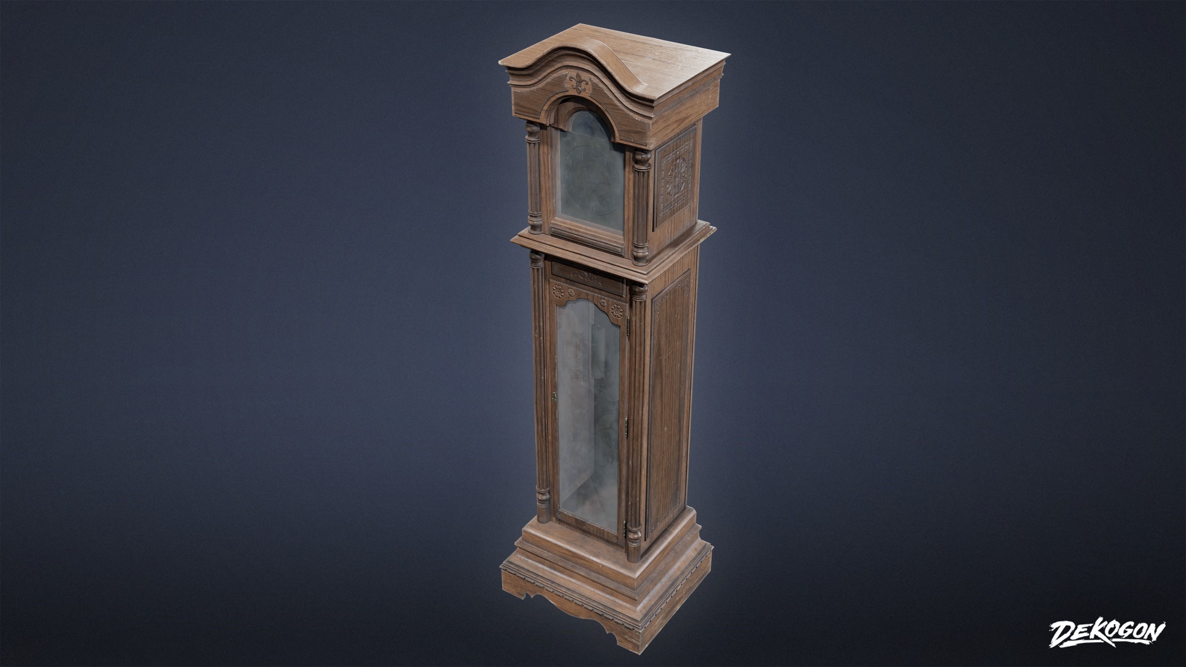 SUBURBS - Clock Grandfather 02 - LOW POLY AND NANITE Low-poly 3D model_5