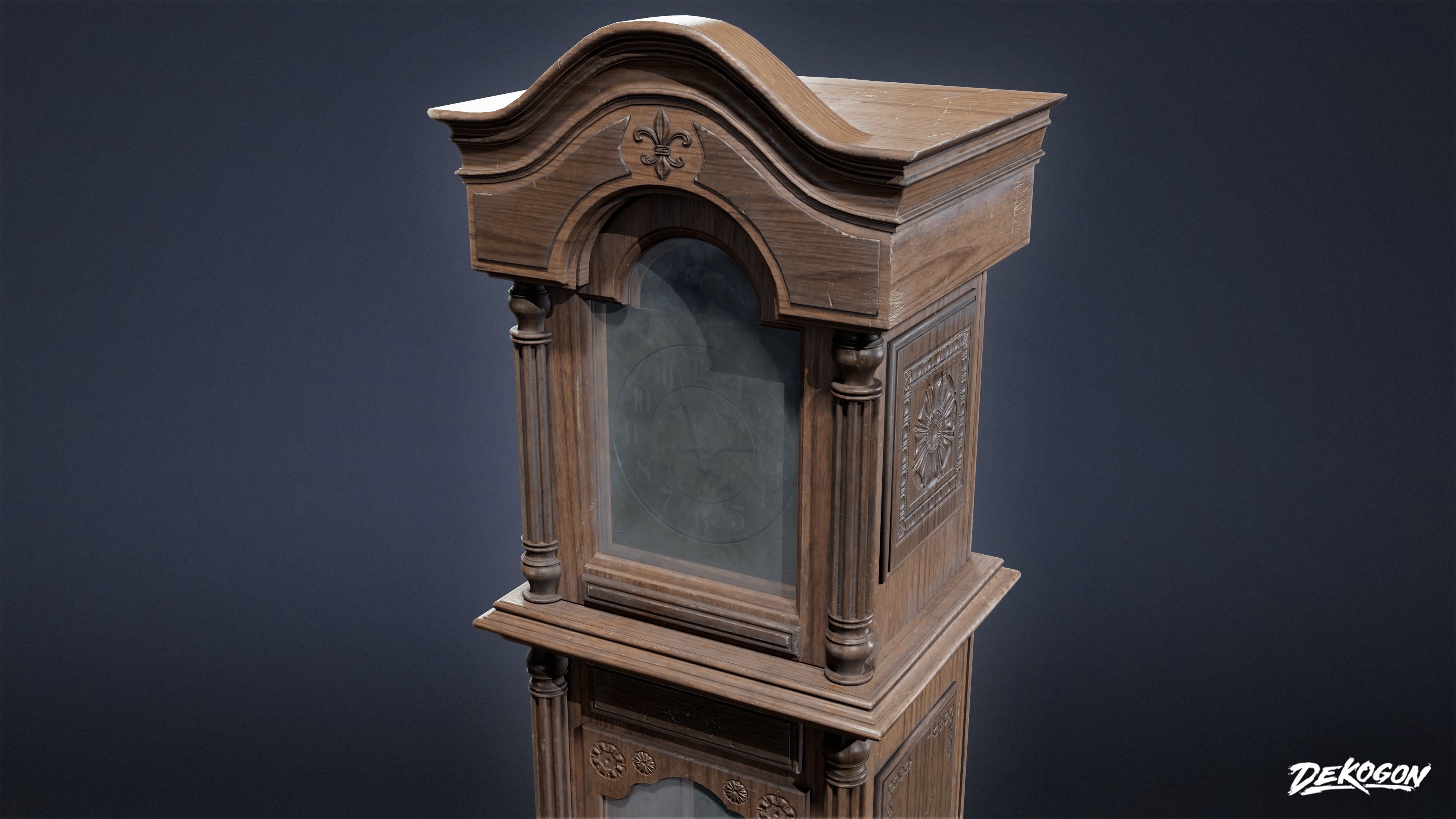 SUBURBS - Clock Grandfather 02 - LOW POLY AND NANITE Low-poly 3D model_7