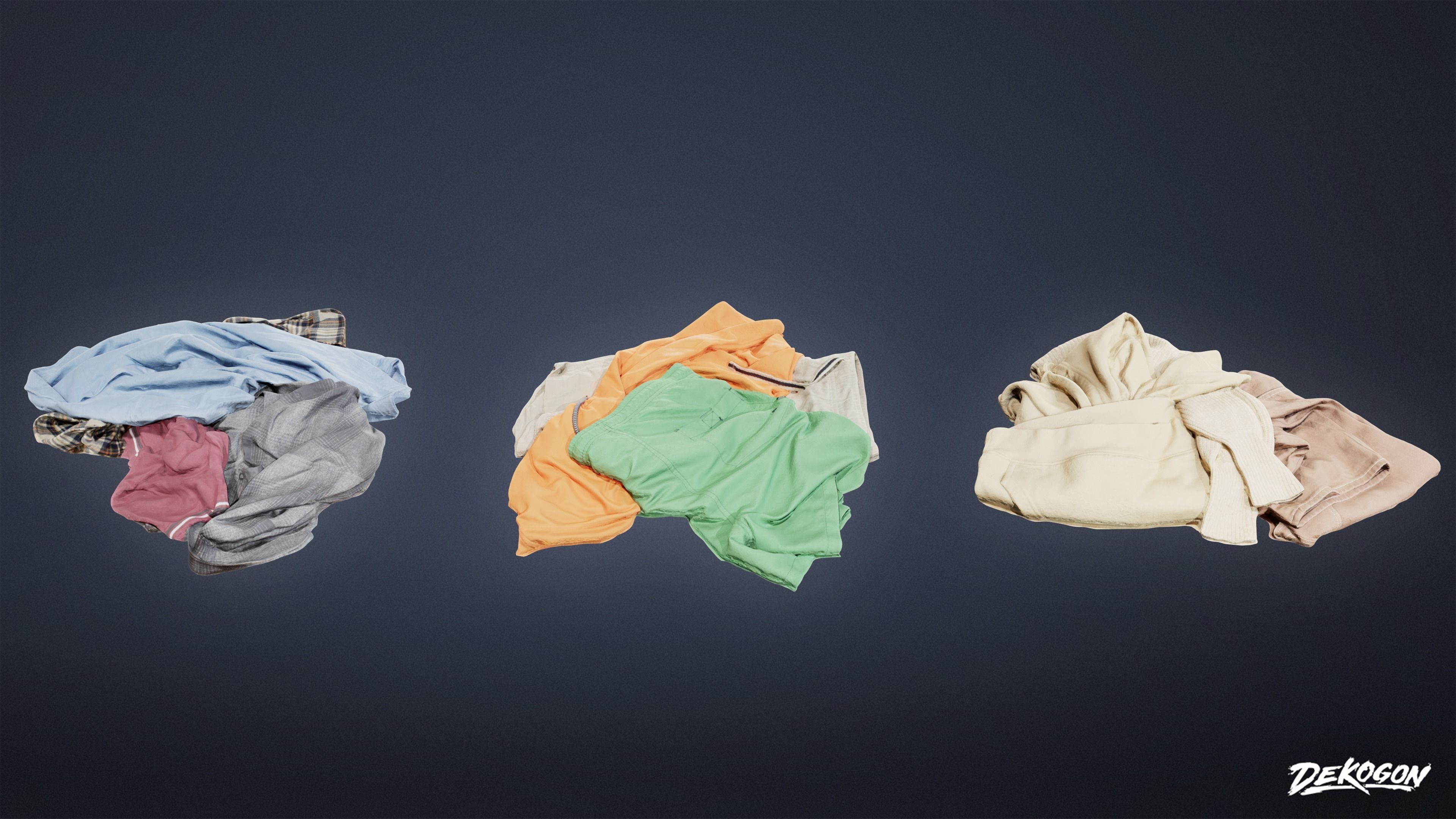 SUBURBS - Clothes Pile 01 - LOW POLY AND NANITE Low-poly 3D model_1