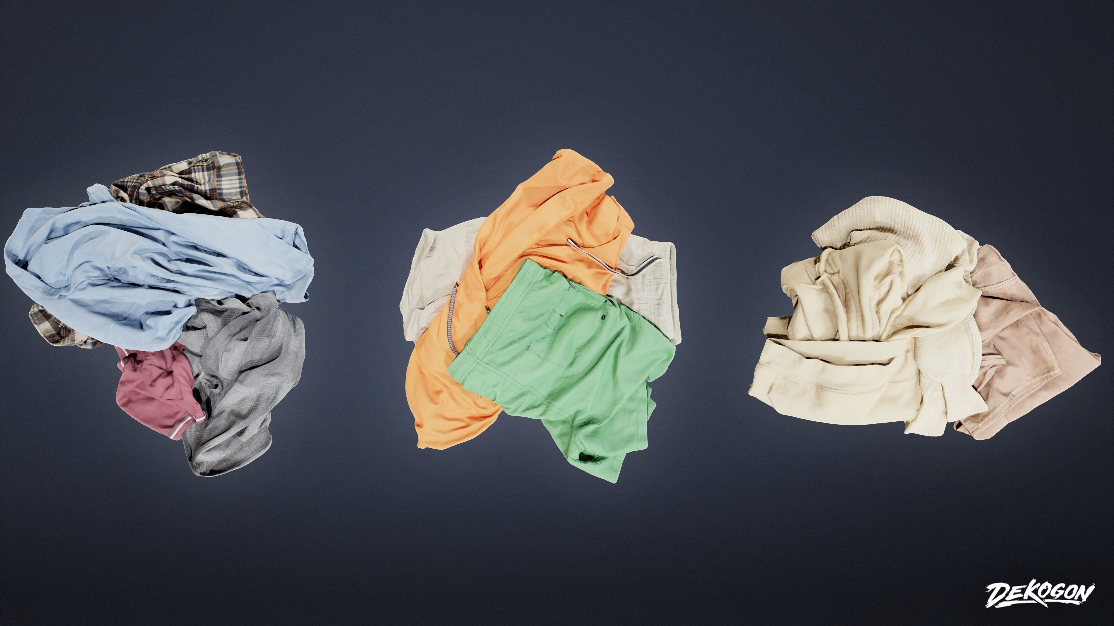 SUBURBS - Clothes Pile 01 - LOW POLY AND NANITE Low-poly 3D model_2