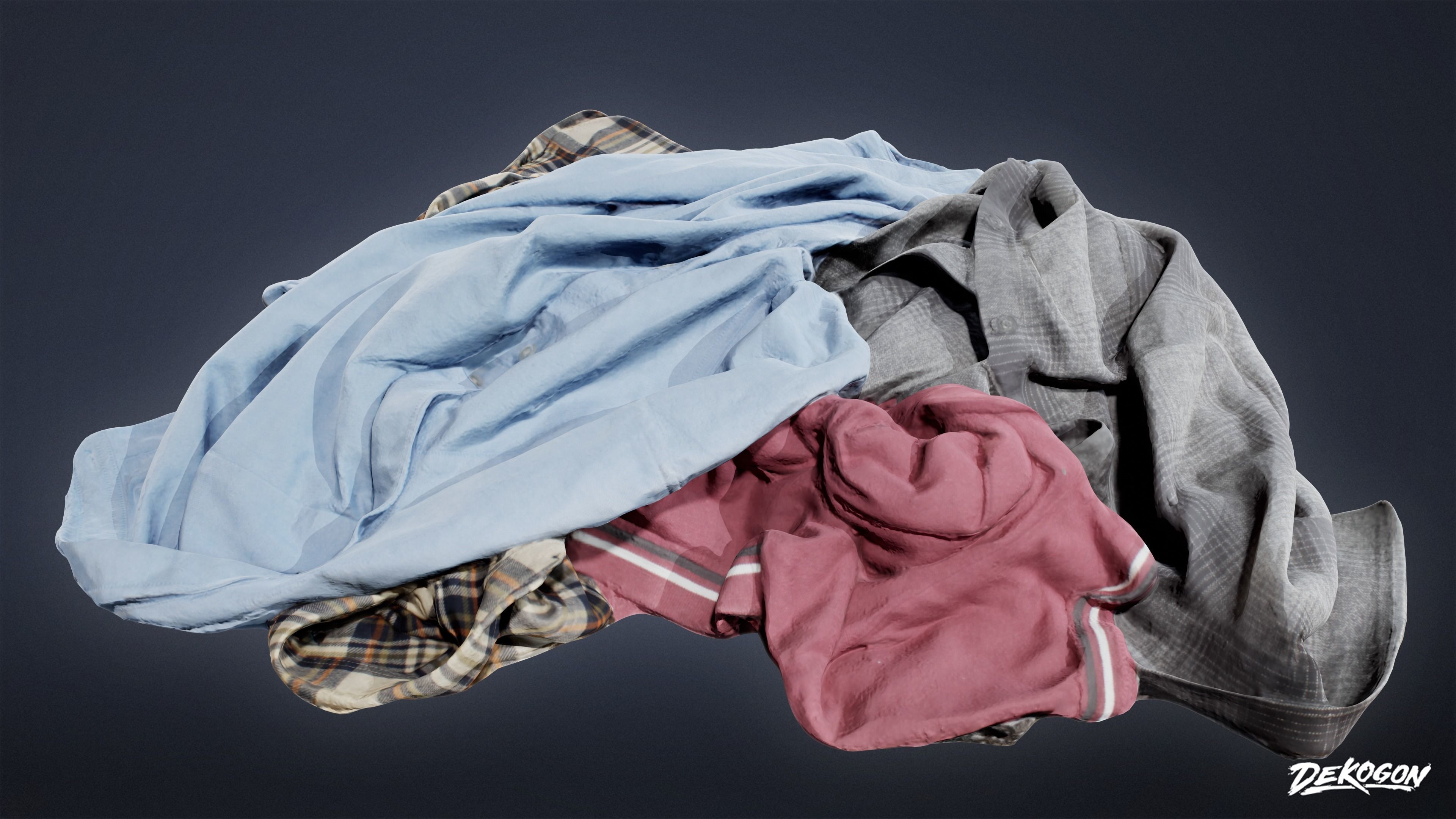 SUBURBS - Clothes Pile 01 - LOW POLY AND NANITE Low-poly 3D model_3