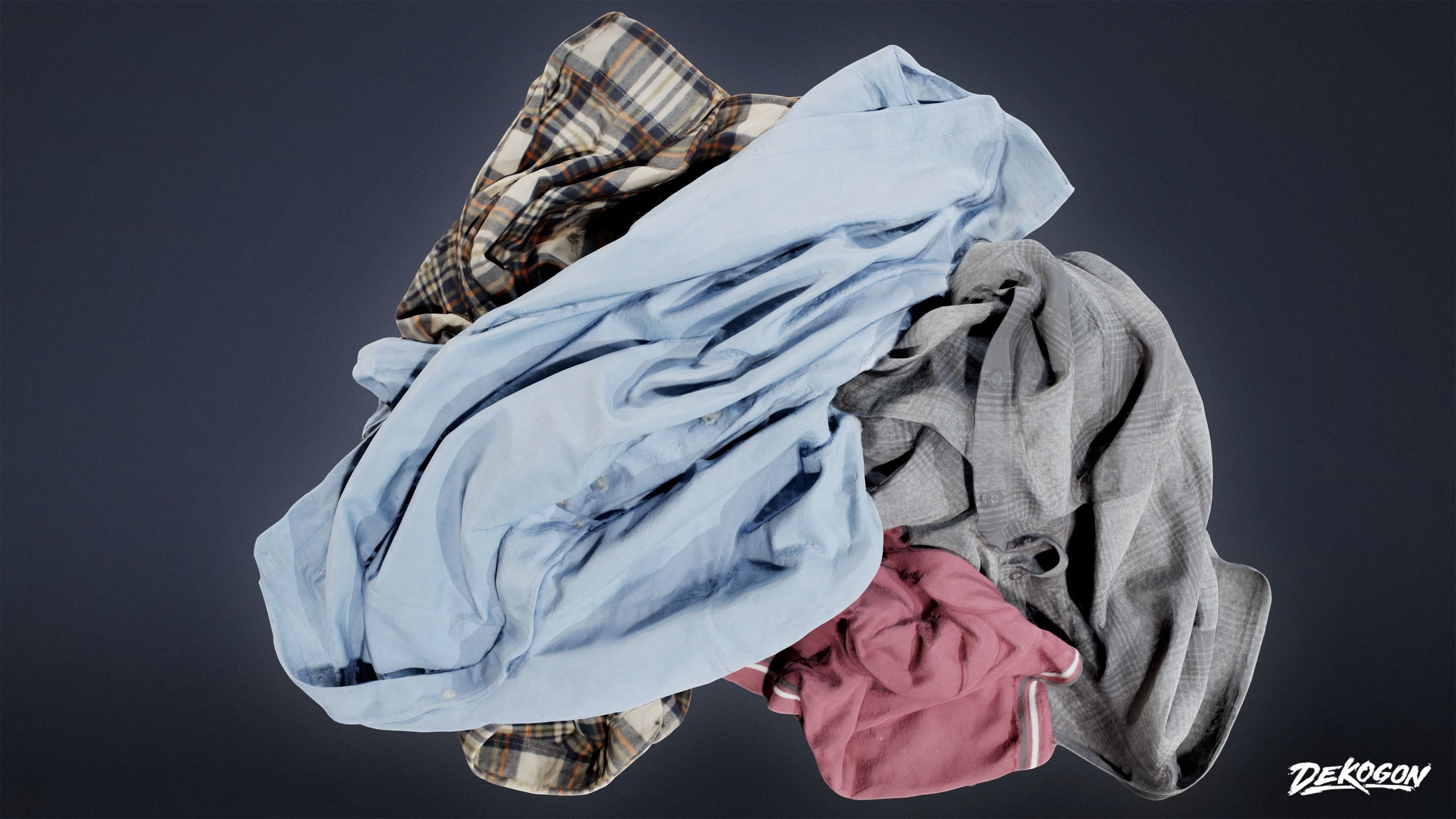 SUBURBS - Clothes Pile 01 - LOW POLY AND NANITE Low-poly 3D model_4