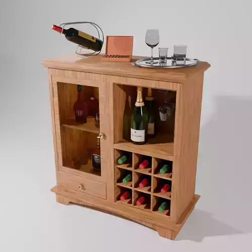 A wooden wine storage cabinet