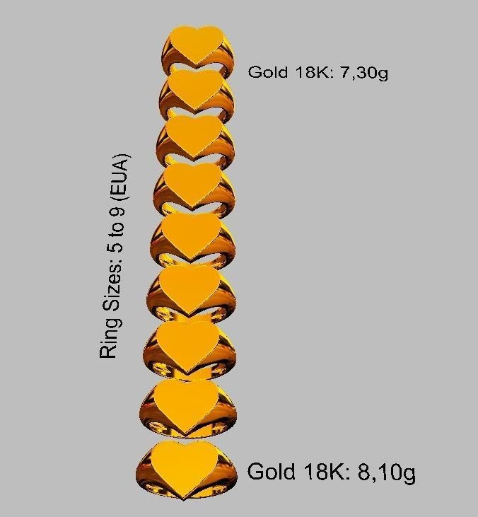 Heart Signet Ring 3D print model_4