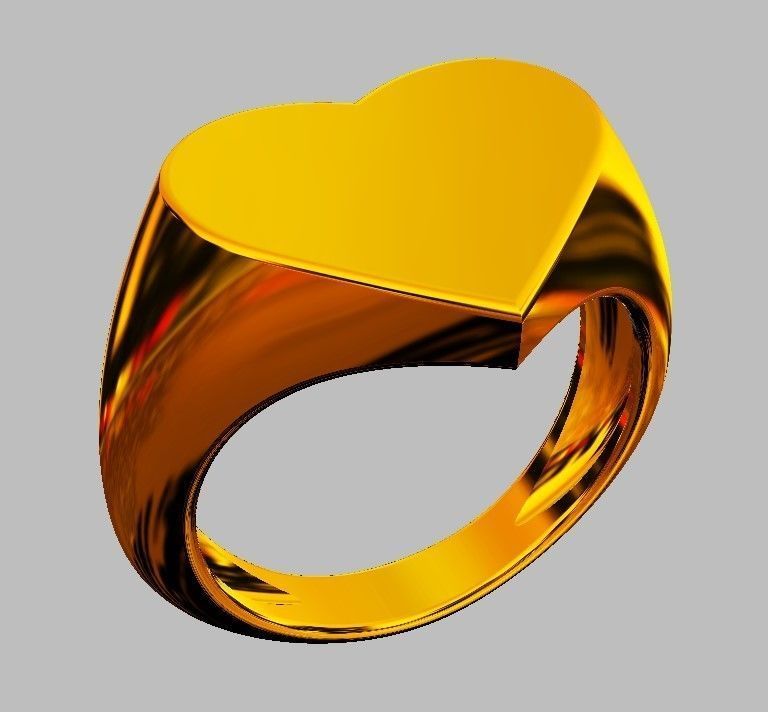 Heart Signet Ring 3D print model_7