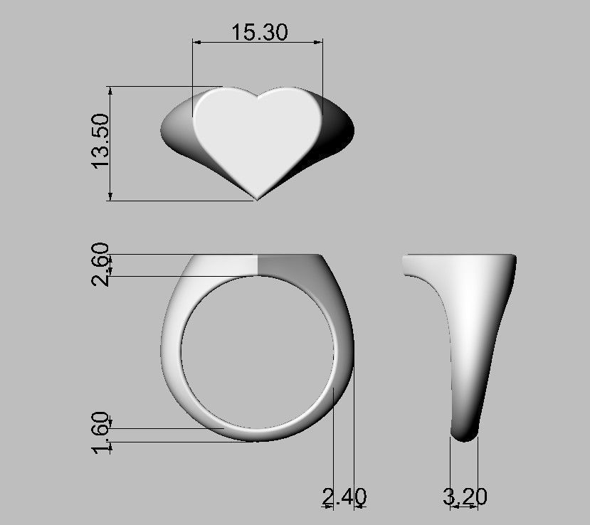 Heart Signet Ring 3D print model_3
