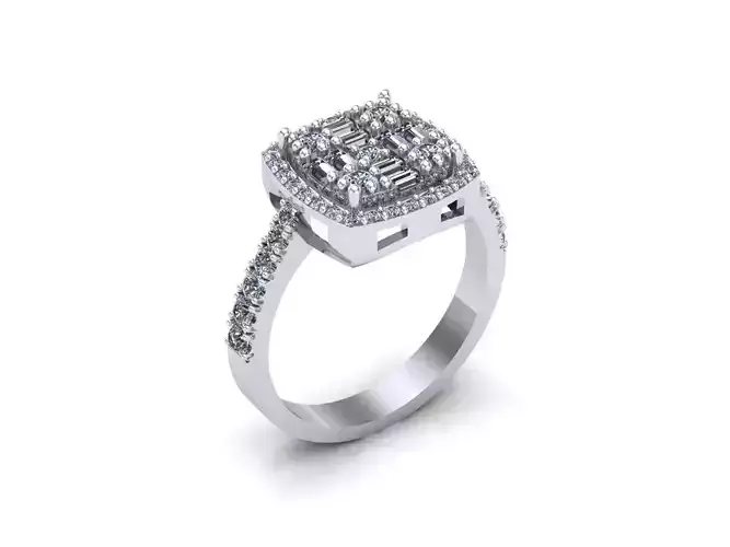 Radiant Baguette Diamond Engagement Ring