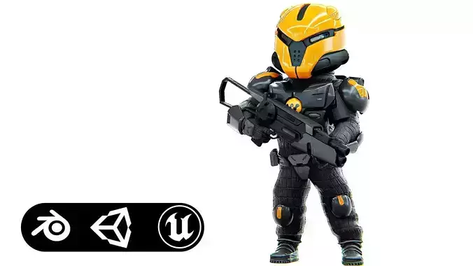 CYBER SOLDIER XC-500 Rigged for Unreal Engine - Unity - MIXAMO 3D model