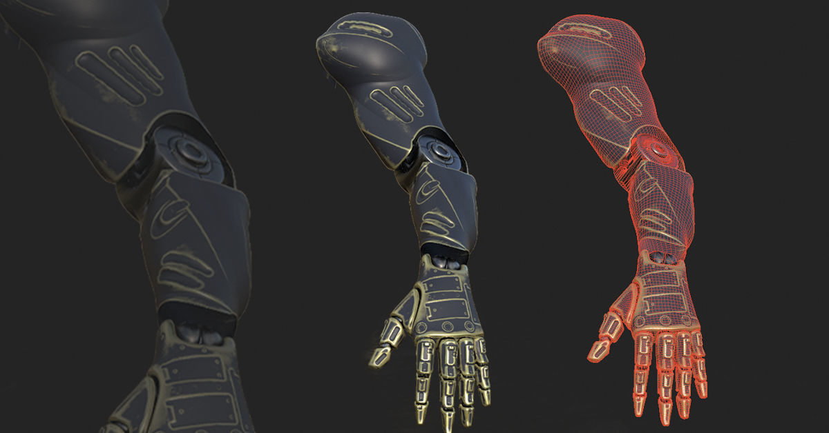 30 SCIFI ARMS with 4k Textures and UVS for ALL Softwares 3D model_13