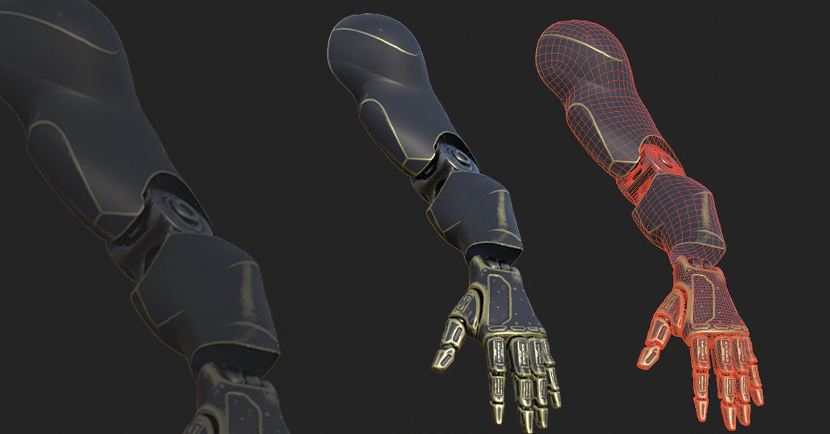 30 SCIFI ARMS with 4k Textures and UVS for ALL Softwares 3D model_5