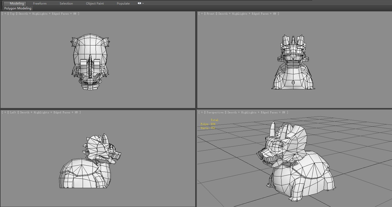 Cartoon jade Tortoise sculpture Low-poly 3D model_6