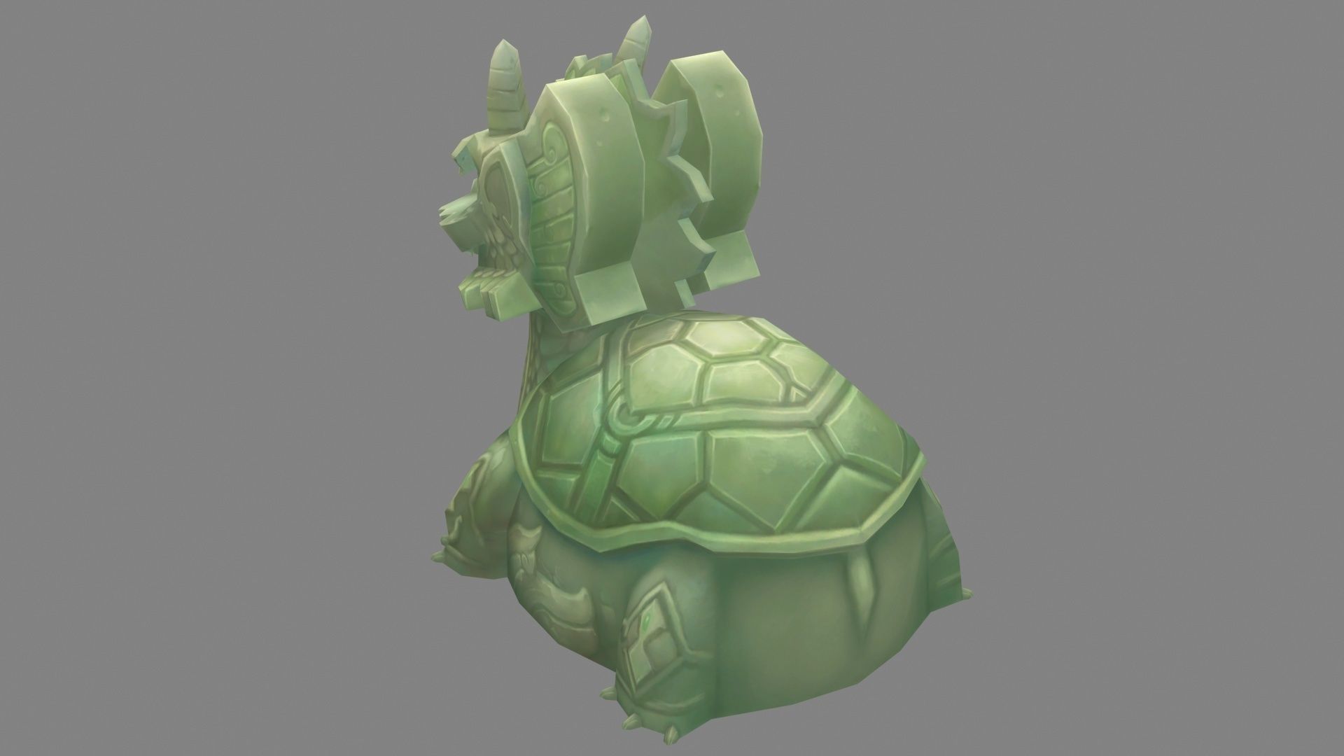 Cartoon jade Tortoise sculpture Low-poly 3D model_2