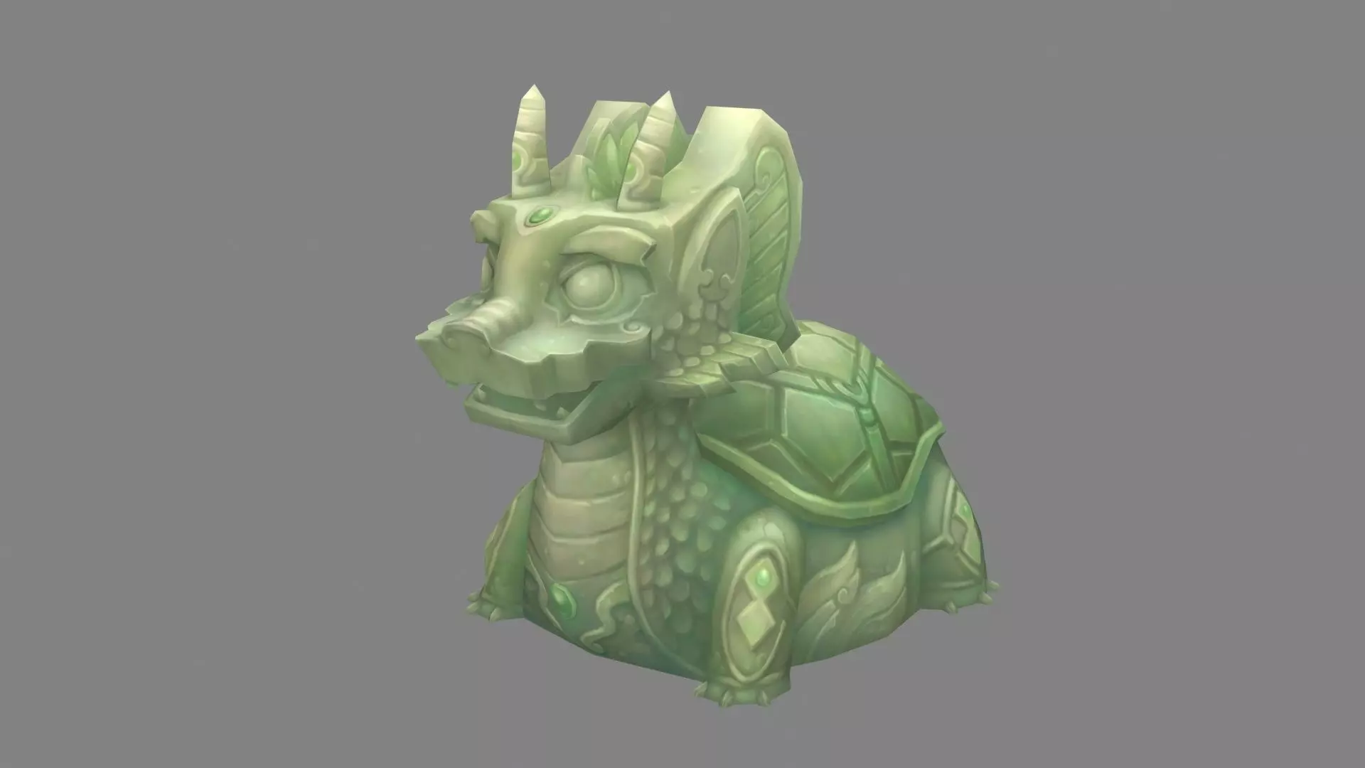 Cartoon jade Tortoise sculpture Low-poly 3D model_0