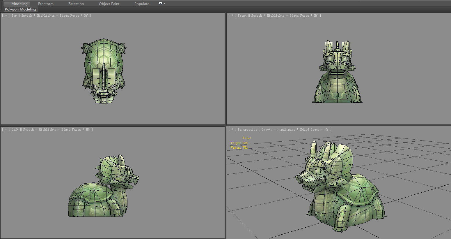 Cartoon jade Tortoise sculpture Low-poly 3D model_5