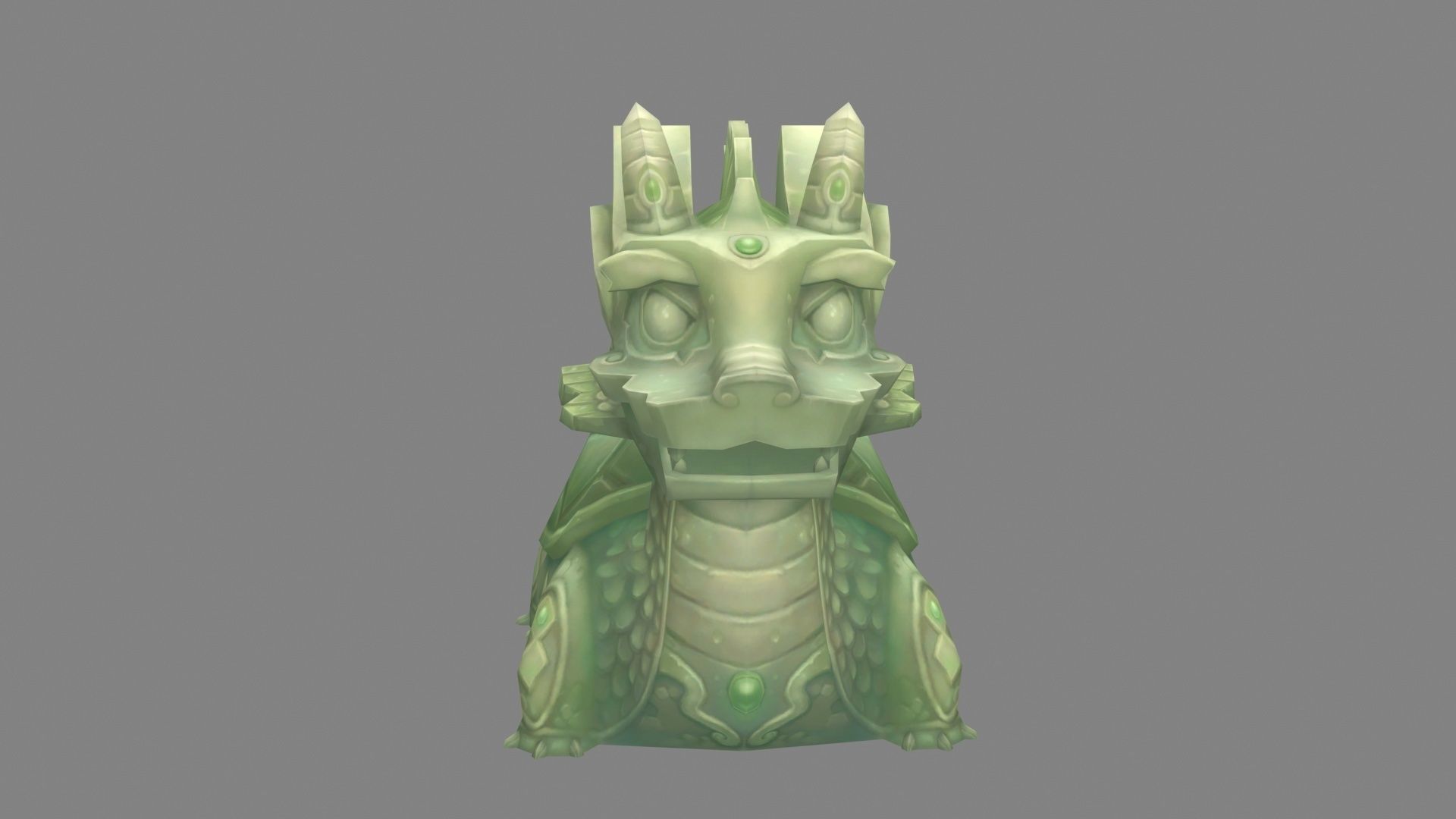 Cartoon jade Tortoise sculpture Low-poly 3D model_3