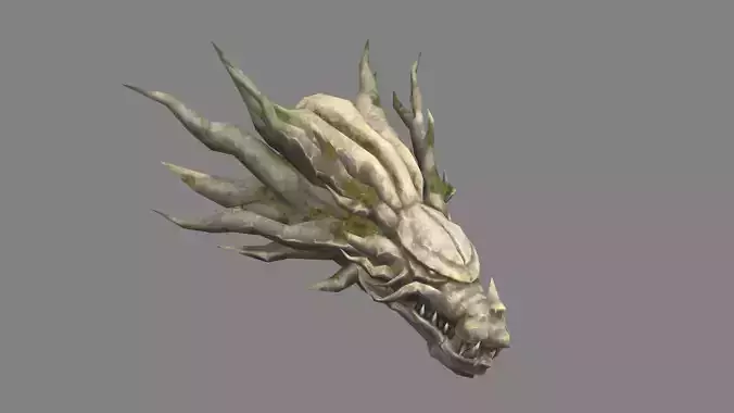 Evil dragon head stone sculpture
